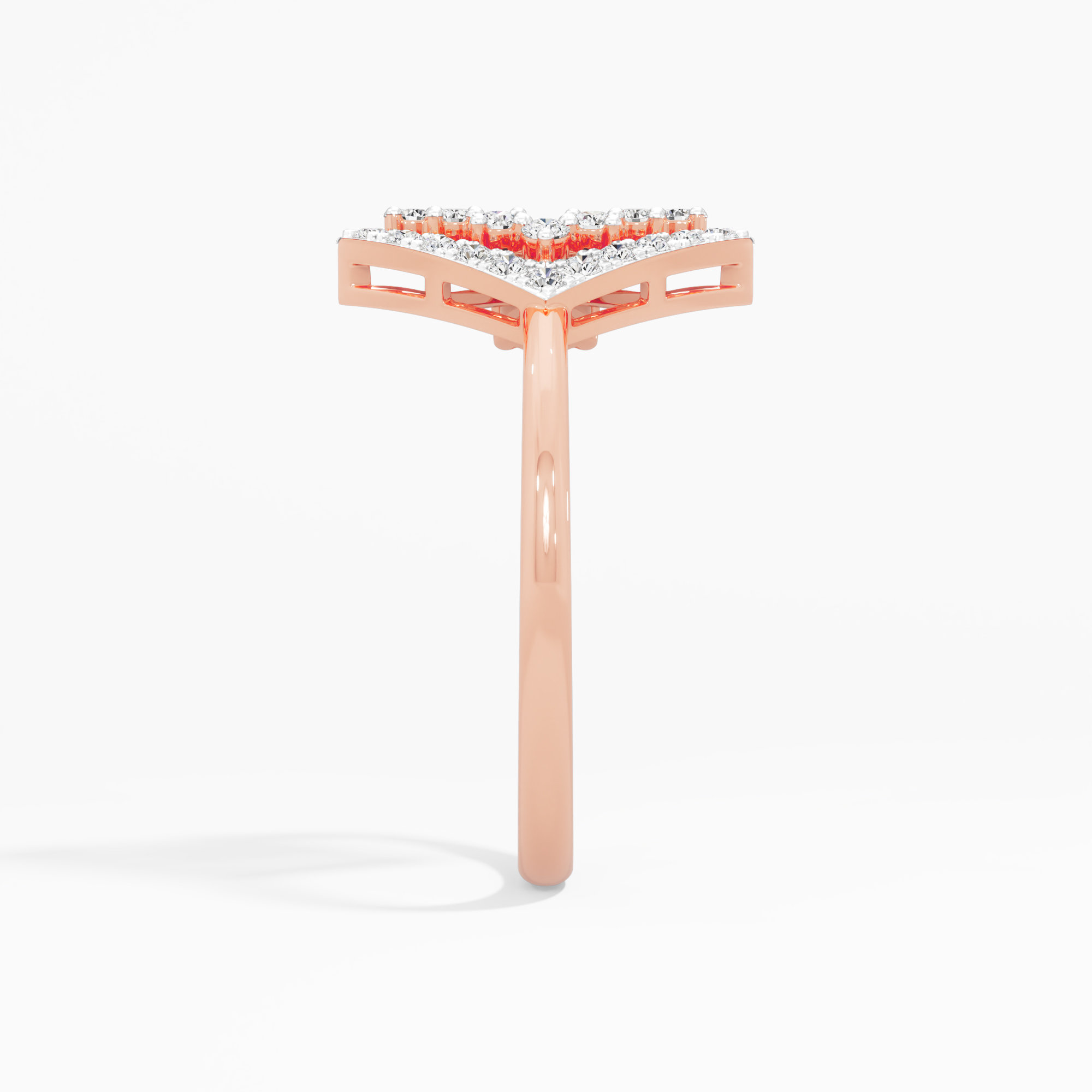 Vertex Shield Diamond Ring in 9KT Rose Gold (Diamond Quality: FG-VVS VS)