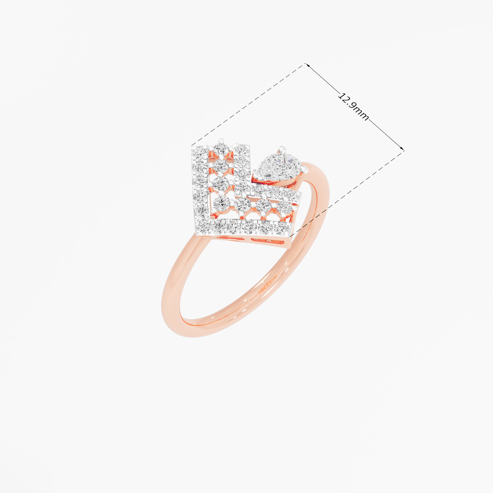 Vertex Shield Diamond Ring in 9KT Rose Gold (Diamond Quality: FG-VVS VS)