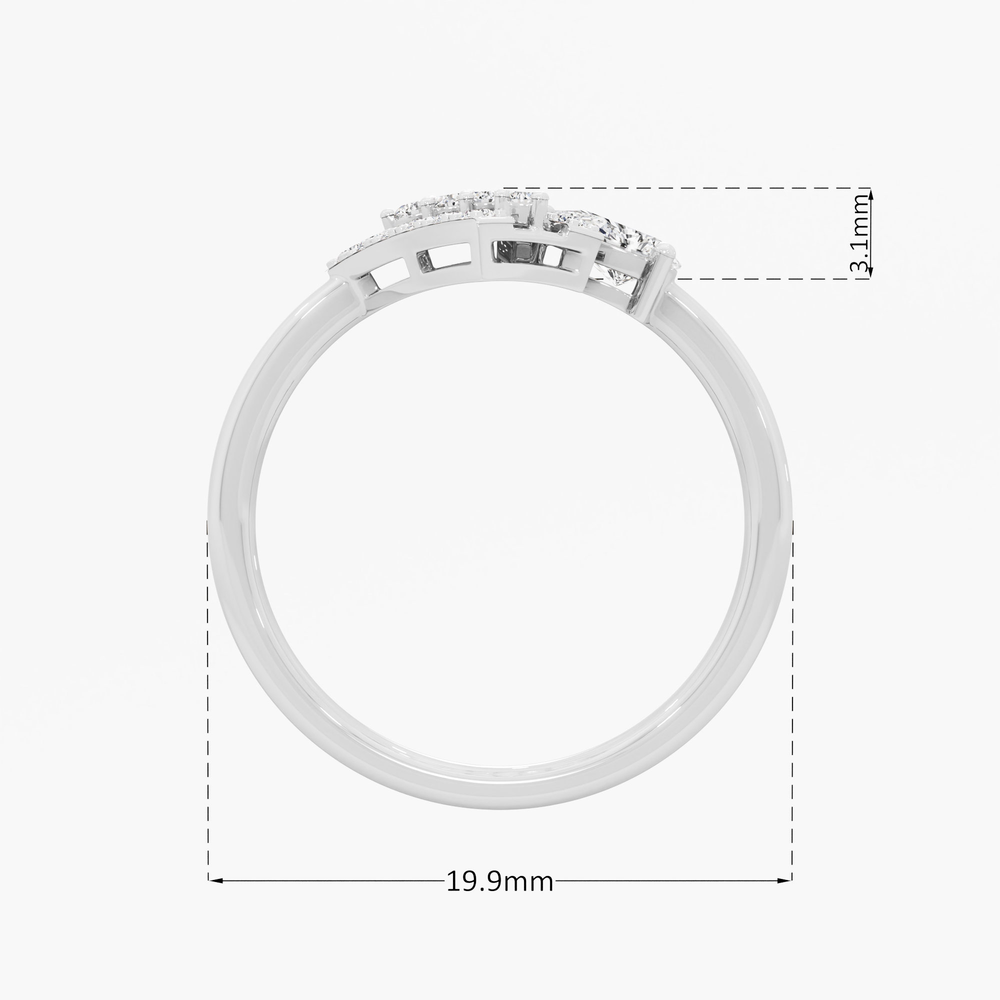 Vertex Shield Diamond Ring in 9KT White Gold (Diamond Quality: FG-VVS VS)