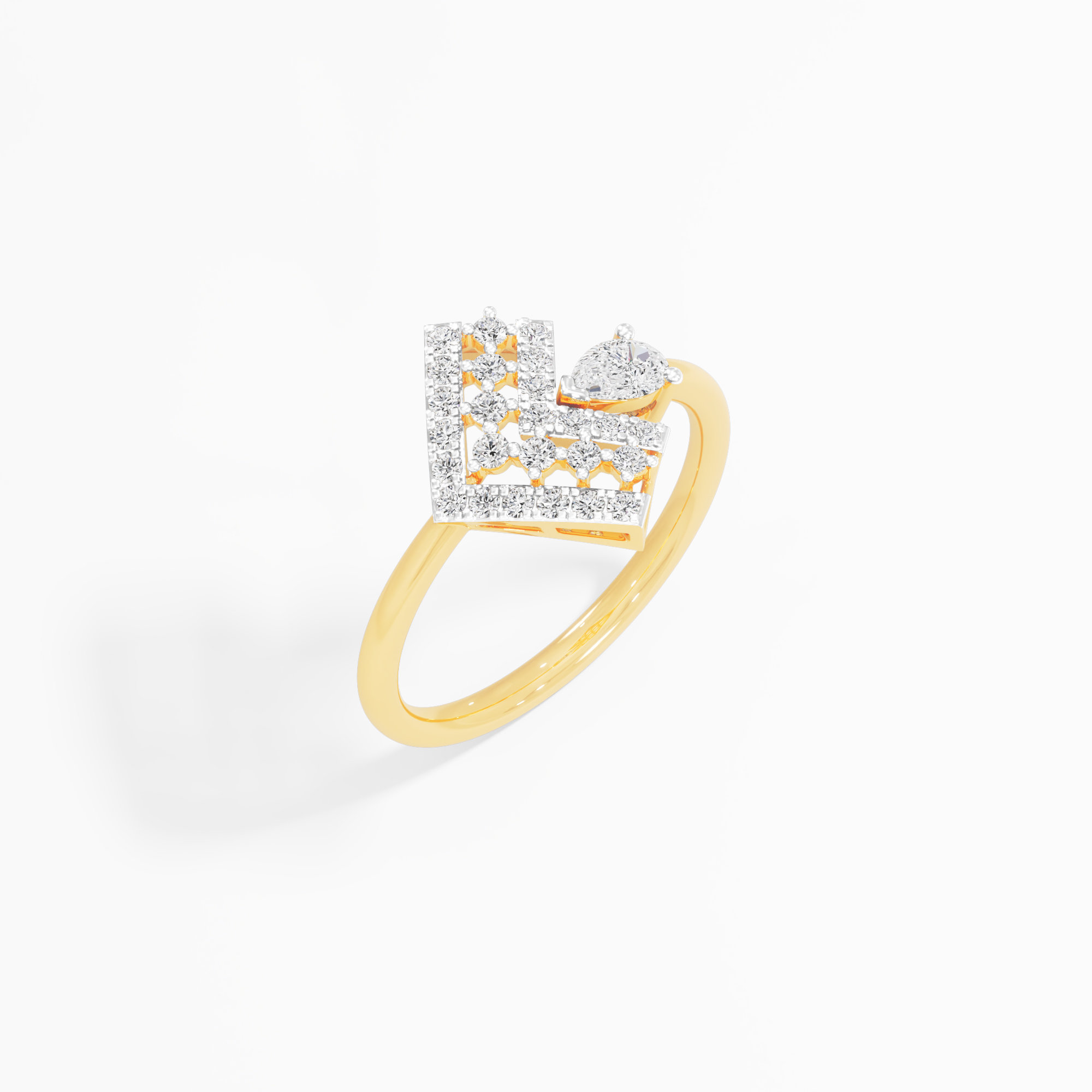 Vertex Shield Diamond Ring in 9KT Yellow Gold (Diamond Quality: FG-VVS VS)