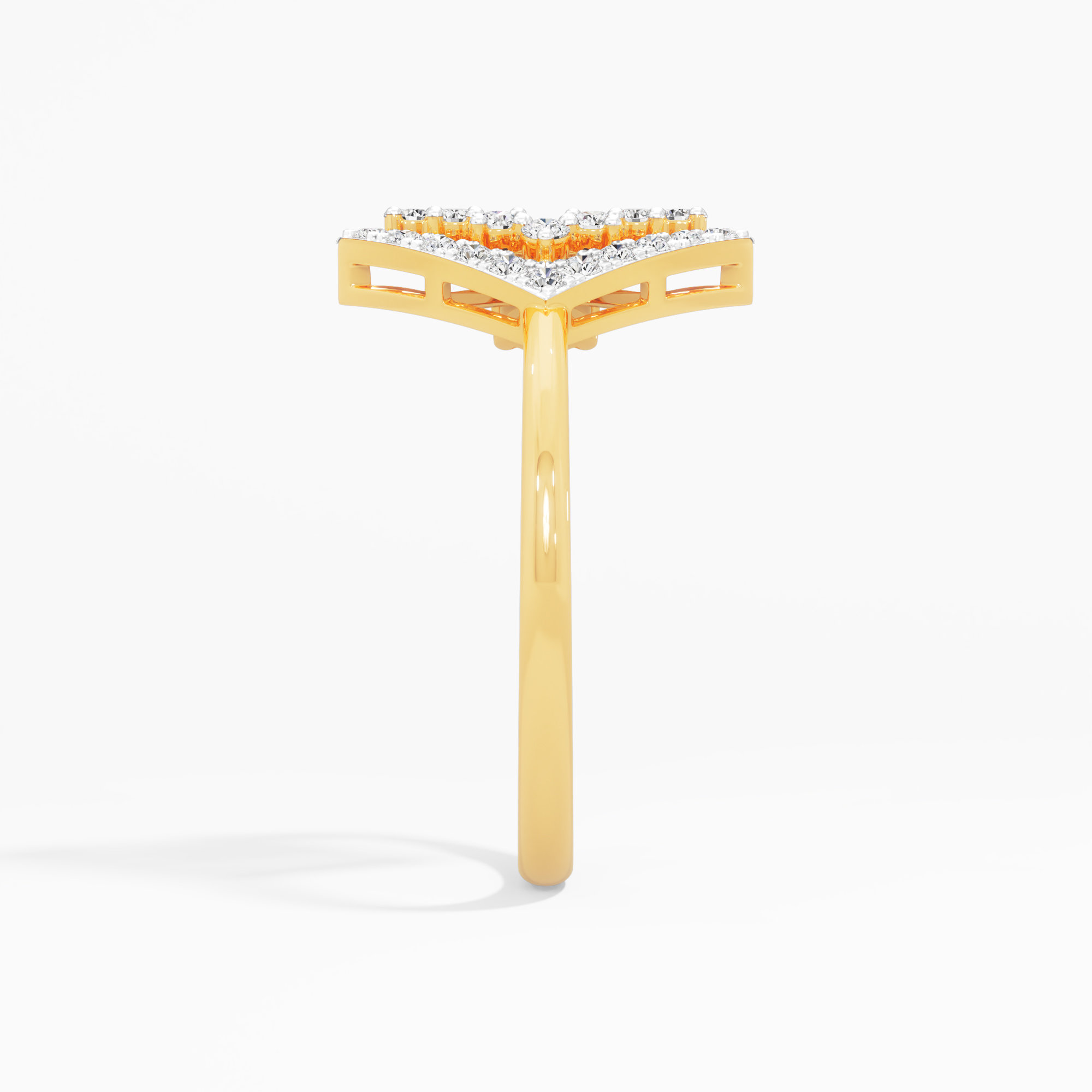 Vertex Shield Diamond Ring in 9KT Yellow Gold (Diamond Quality: FG-VVS VS)