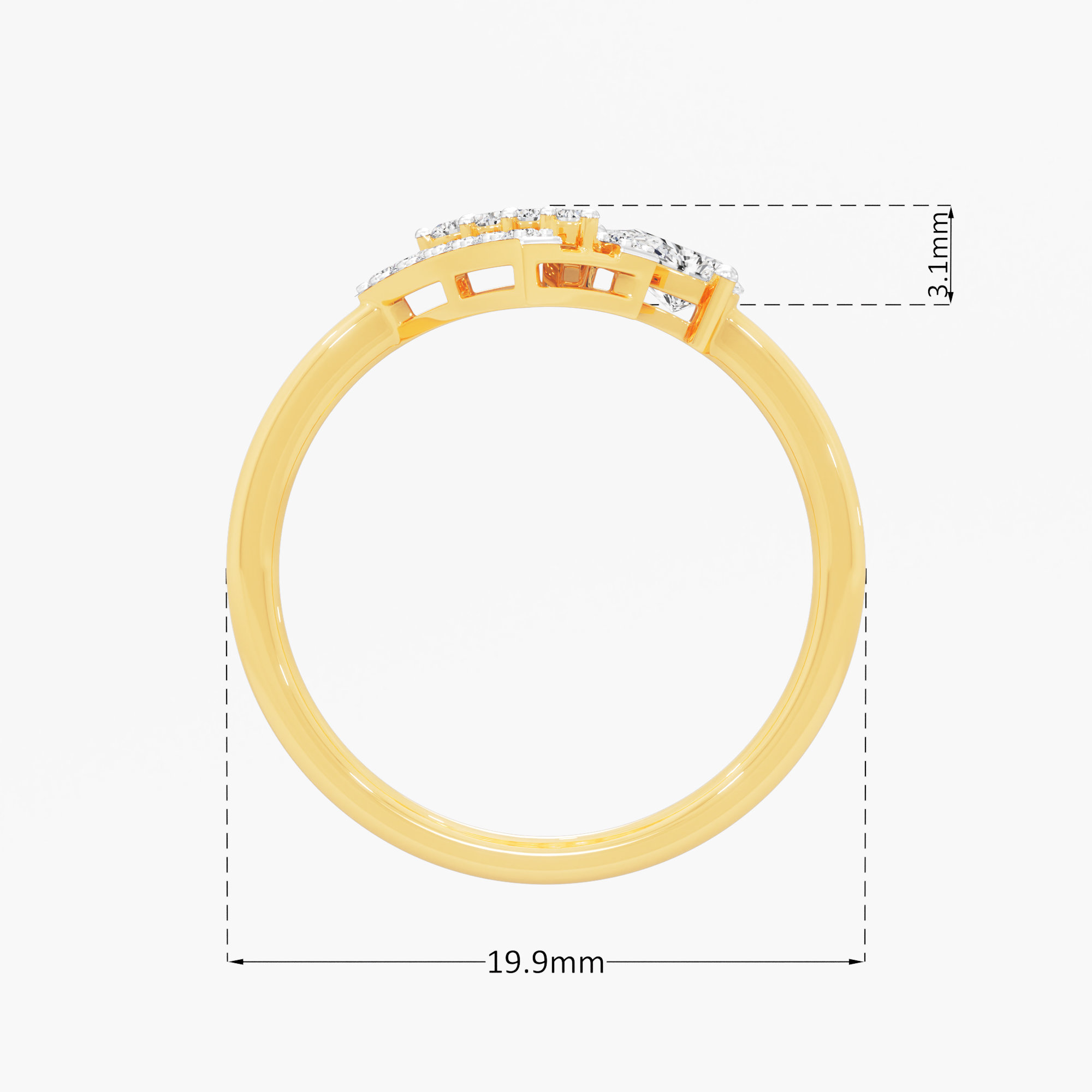 Vertex Shield Diamond Ring in 9KT Yellow Gold (Diamond Quality: FG-VVS VS)