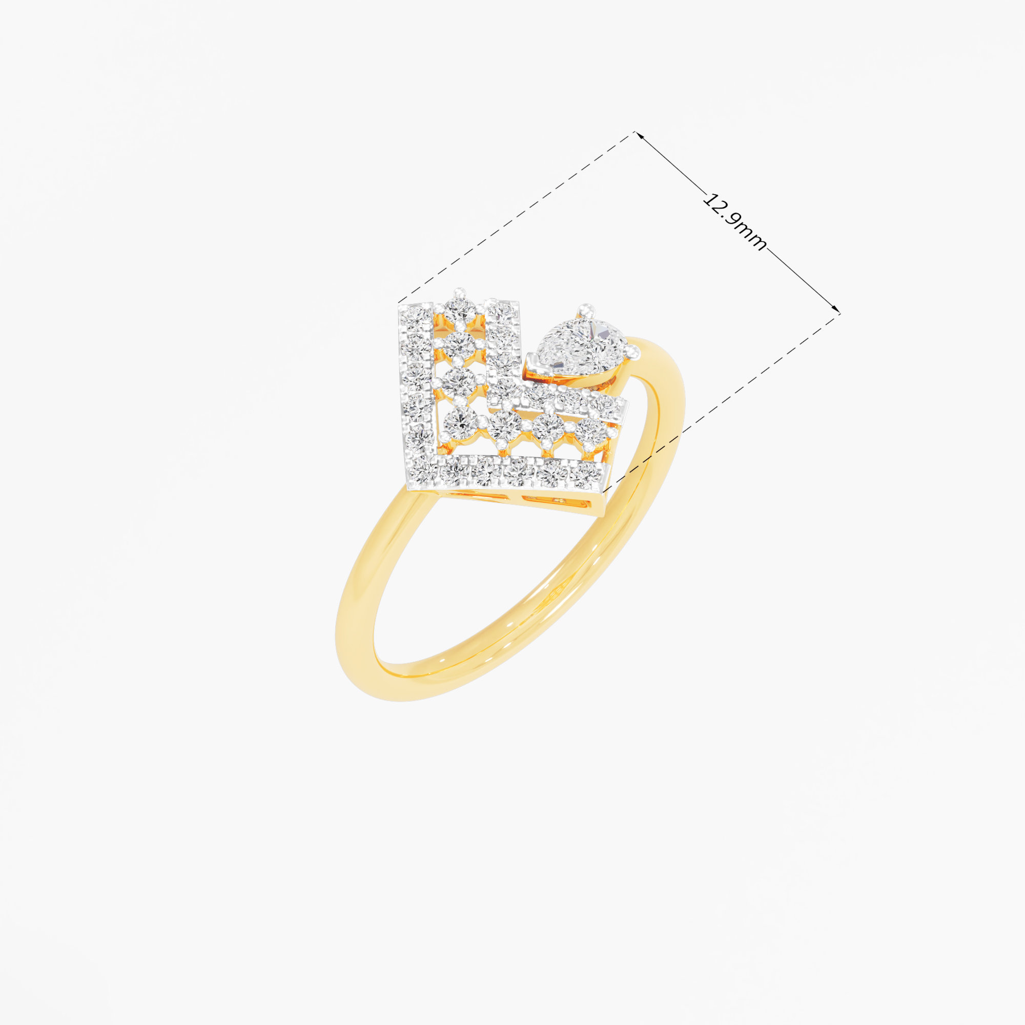 Vertex Shield Diamond Ring in 9KT Yellow Gold (Diamond Quality: FG-VVS VS)