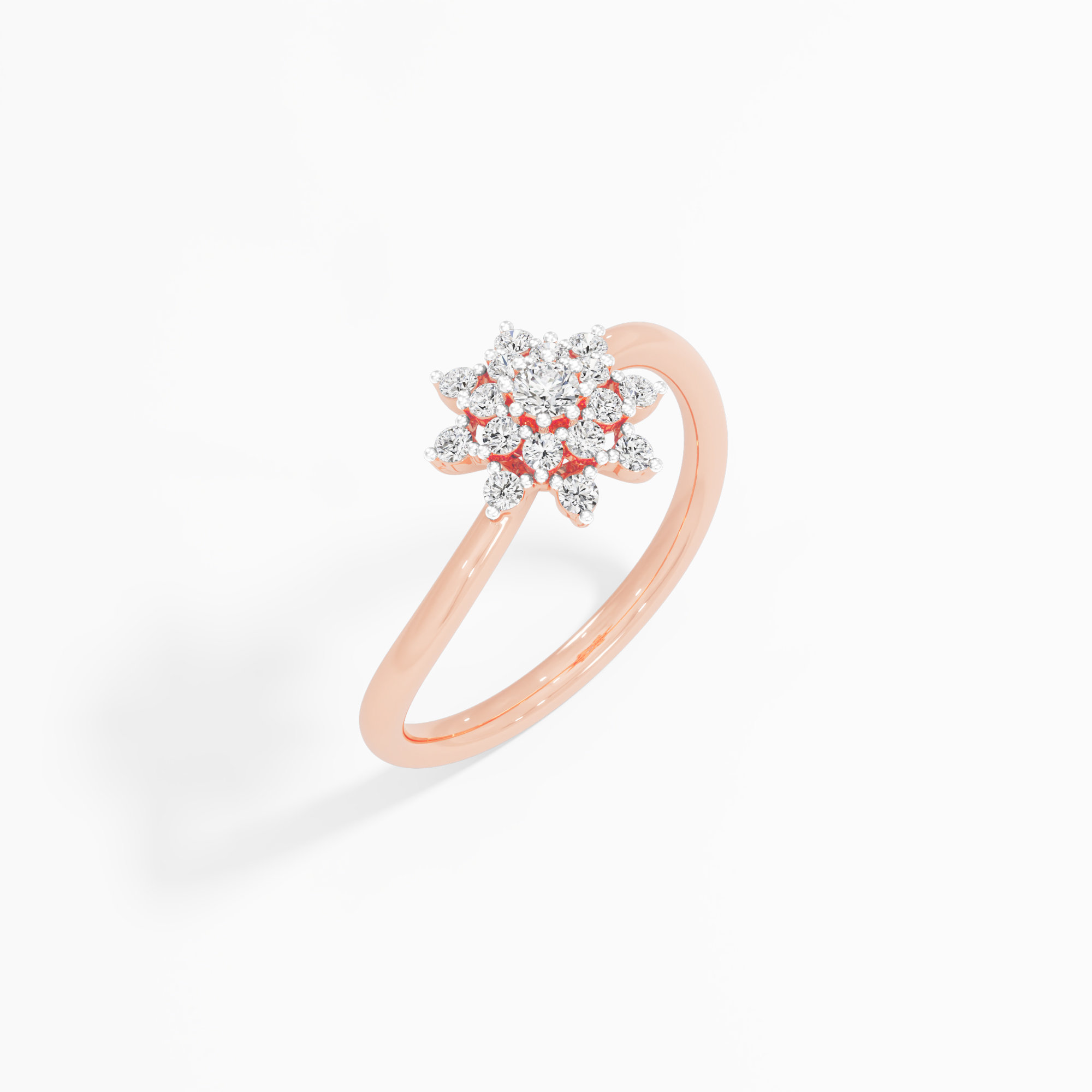 Daisy Wheel Diamond Ring in 9KT Rose Gold (Diamond Quality: FG-VVS VS)