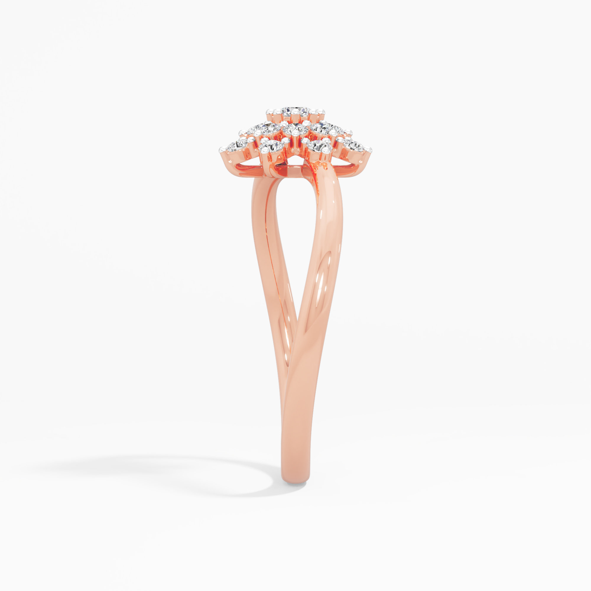 Daisy Wheel Diamond Ring in 9KT Rose Gold (Diamond Quality: FG-VVS VS)