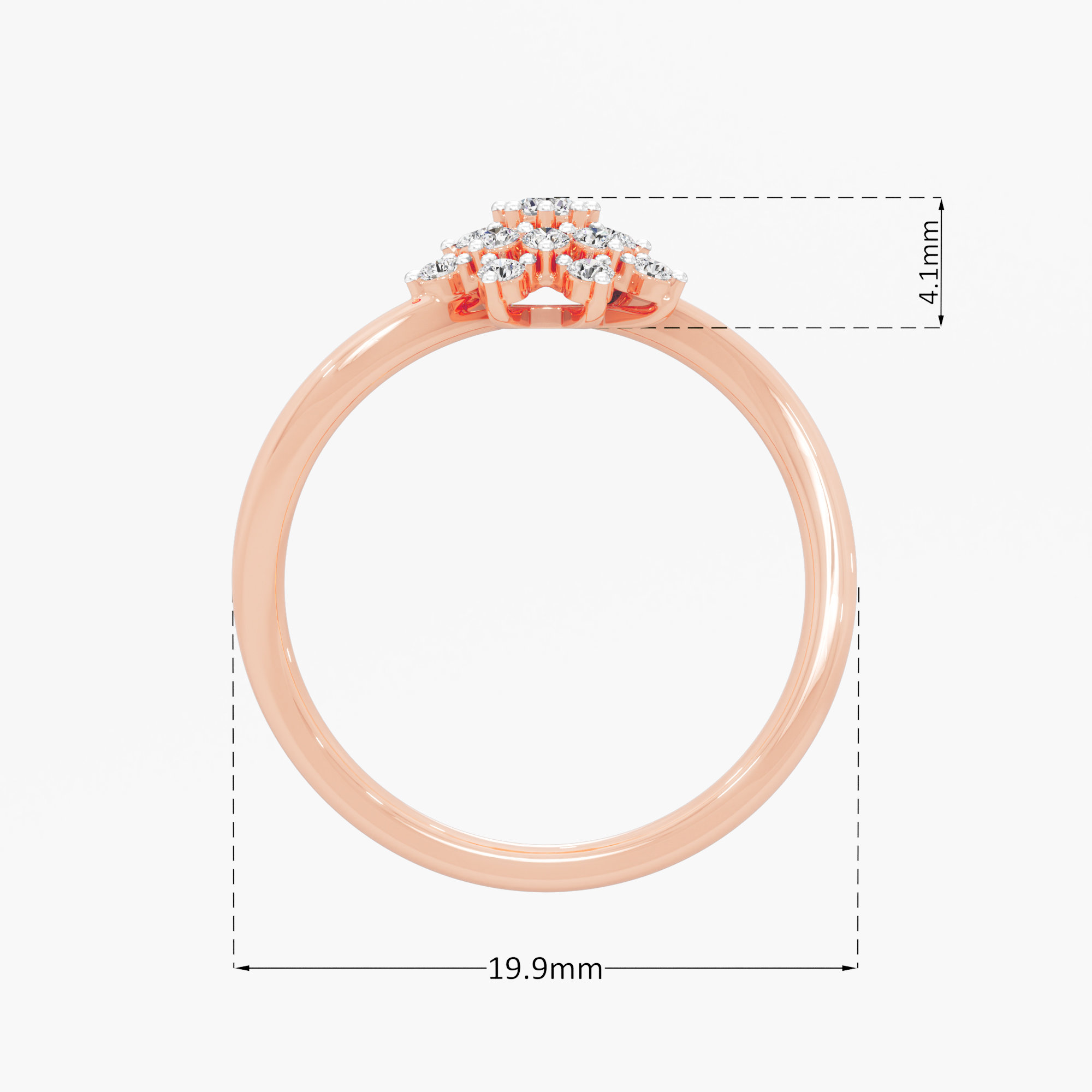 Daisy Wheel Diamond Ring in 9KT Rose Gold (Diamond Quality: FG-VVS VS)