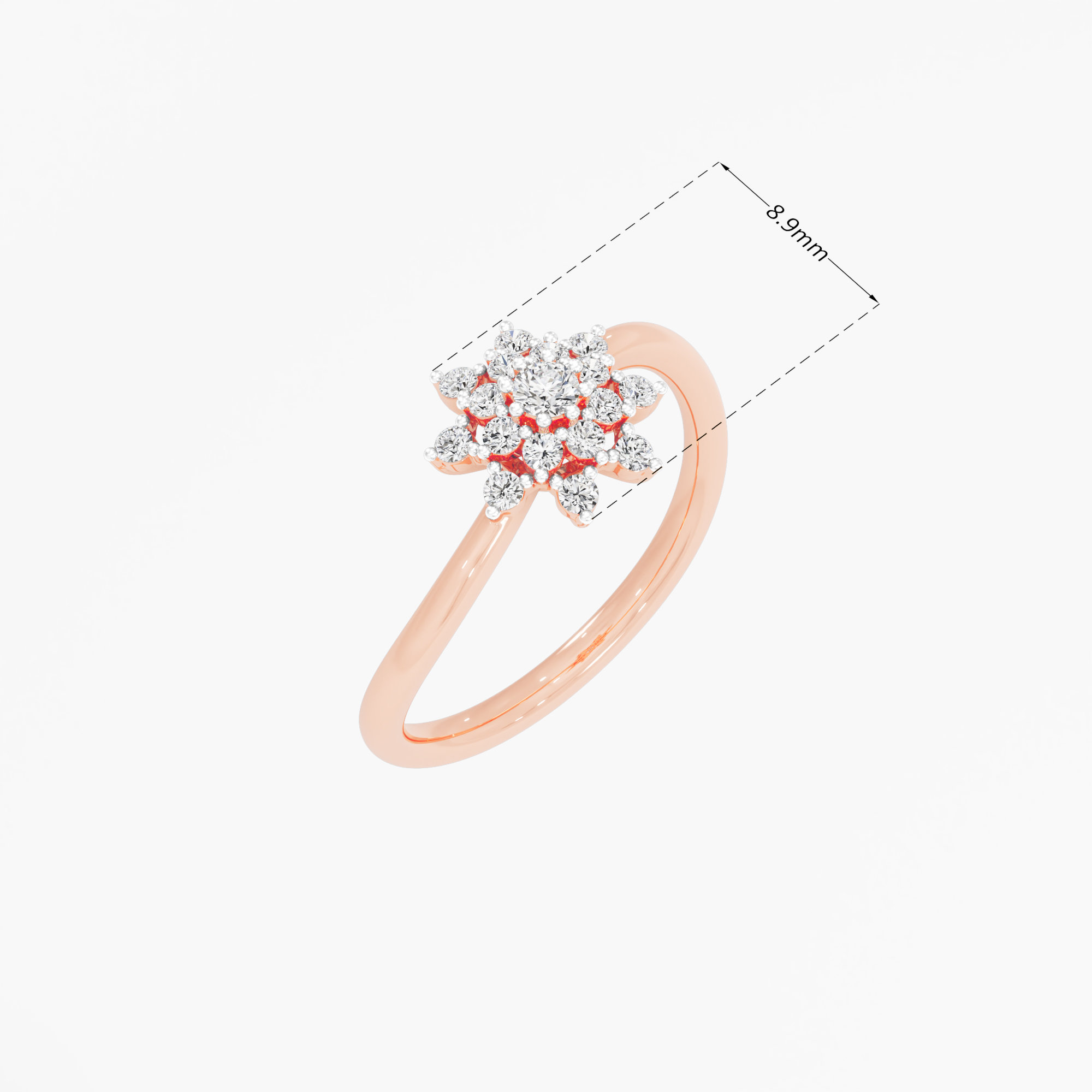 Daisy Wheel Diamond Ring in 9KT Rose Gold (Diamond Quality: FG-VVS VS)