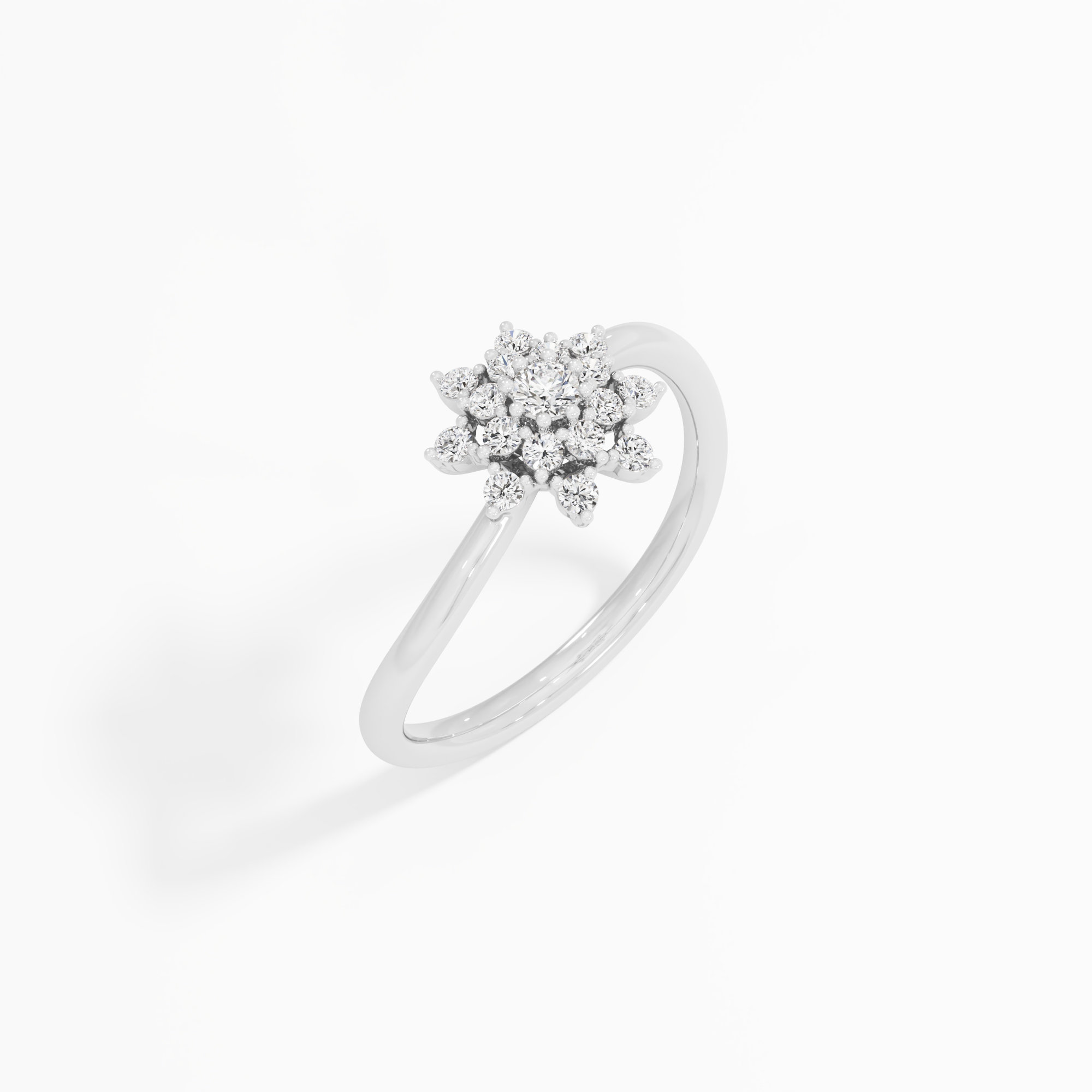 Daisy Wheel Diamond Ring in 9KT White Gold (Diamond Quality: FG-VVS VS)
