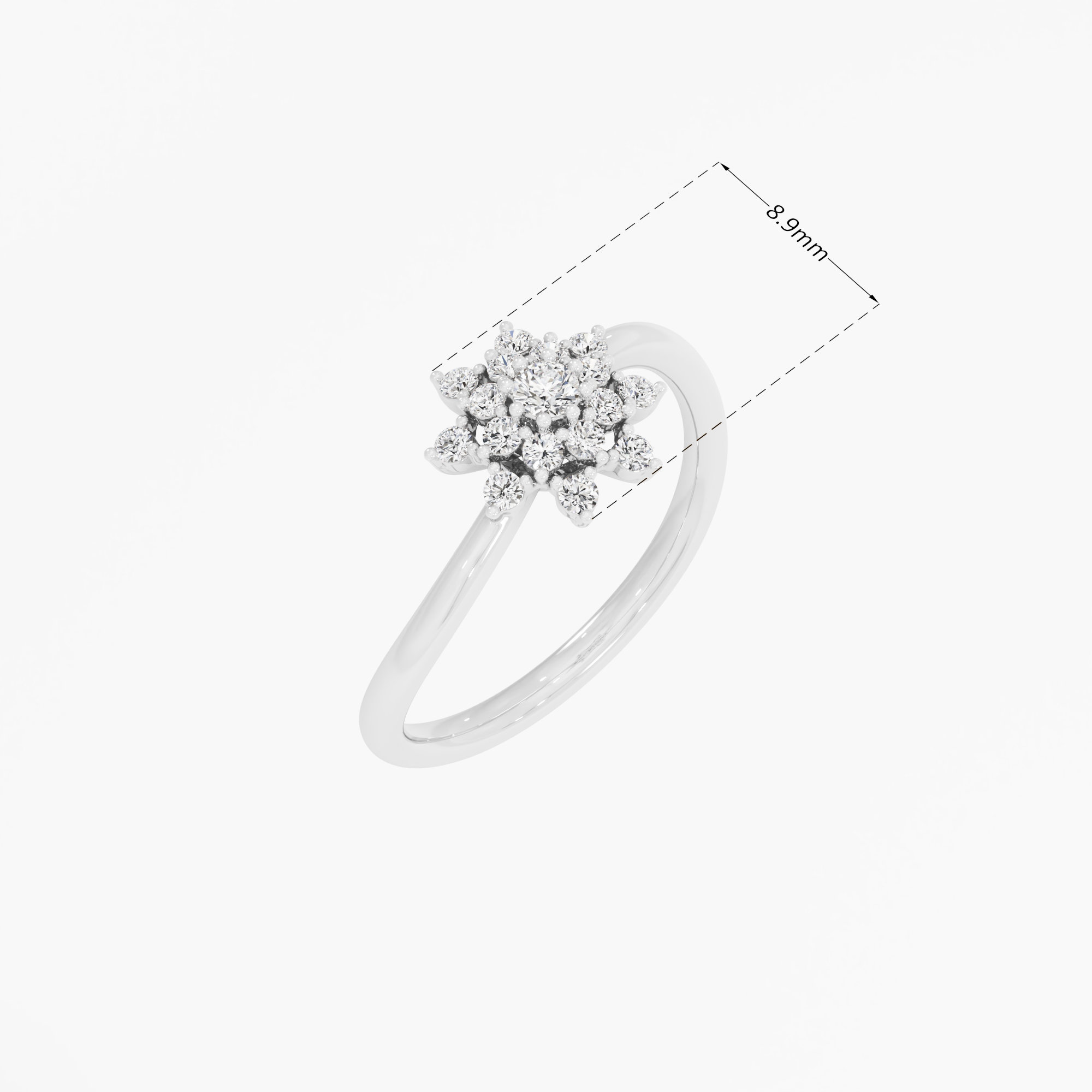 Daisy Wheel Diamond Ring in 9KT White Gold (Diamond Quality: FG-VVS VS)