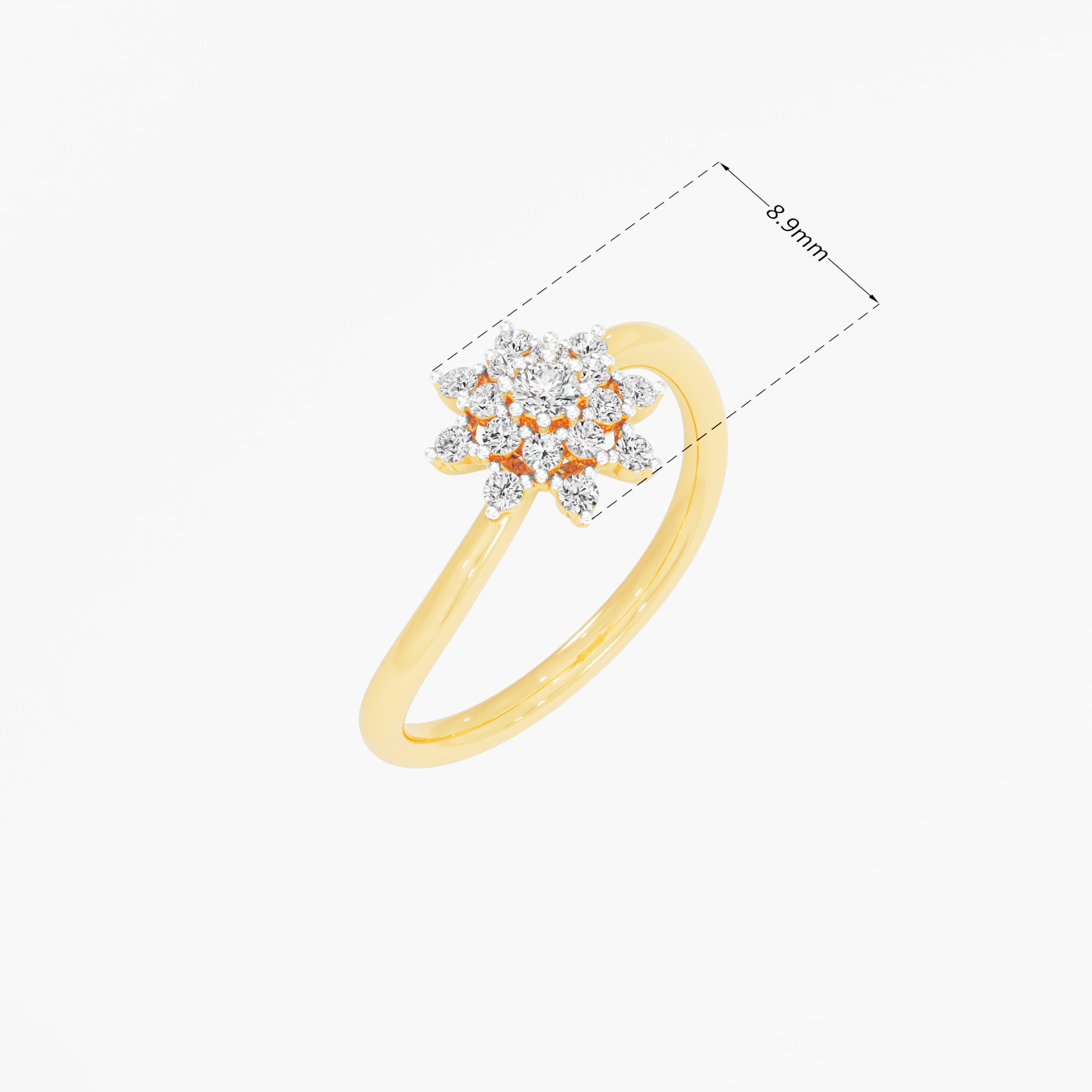 Daisy Wheel Diamond Ring in 9KT Yellow Gold (Diamond Quality: FG-VVS VS)