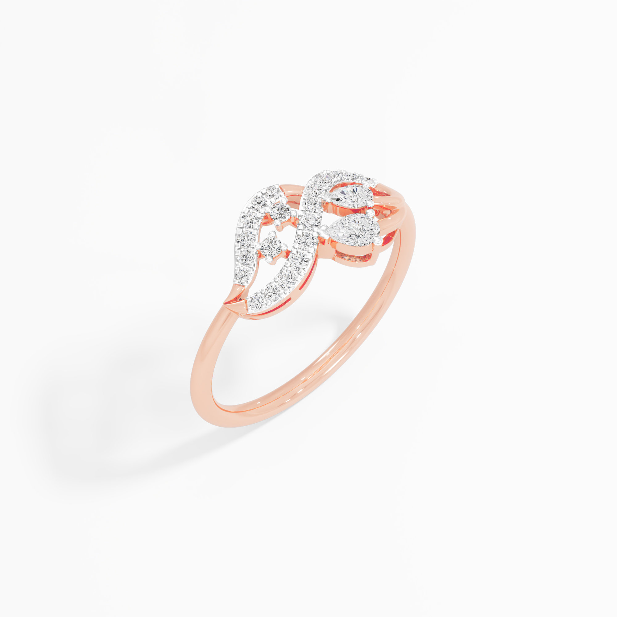 Ribbon Infinity Diamond Ring  in 9KT Rose Gold (Diamond Quality: FG-VVS VS)