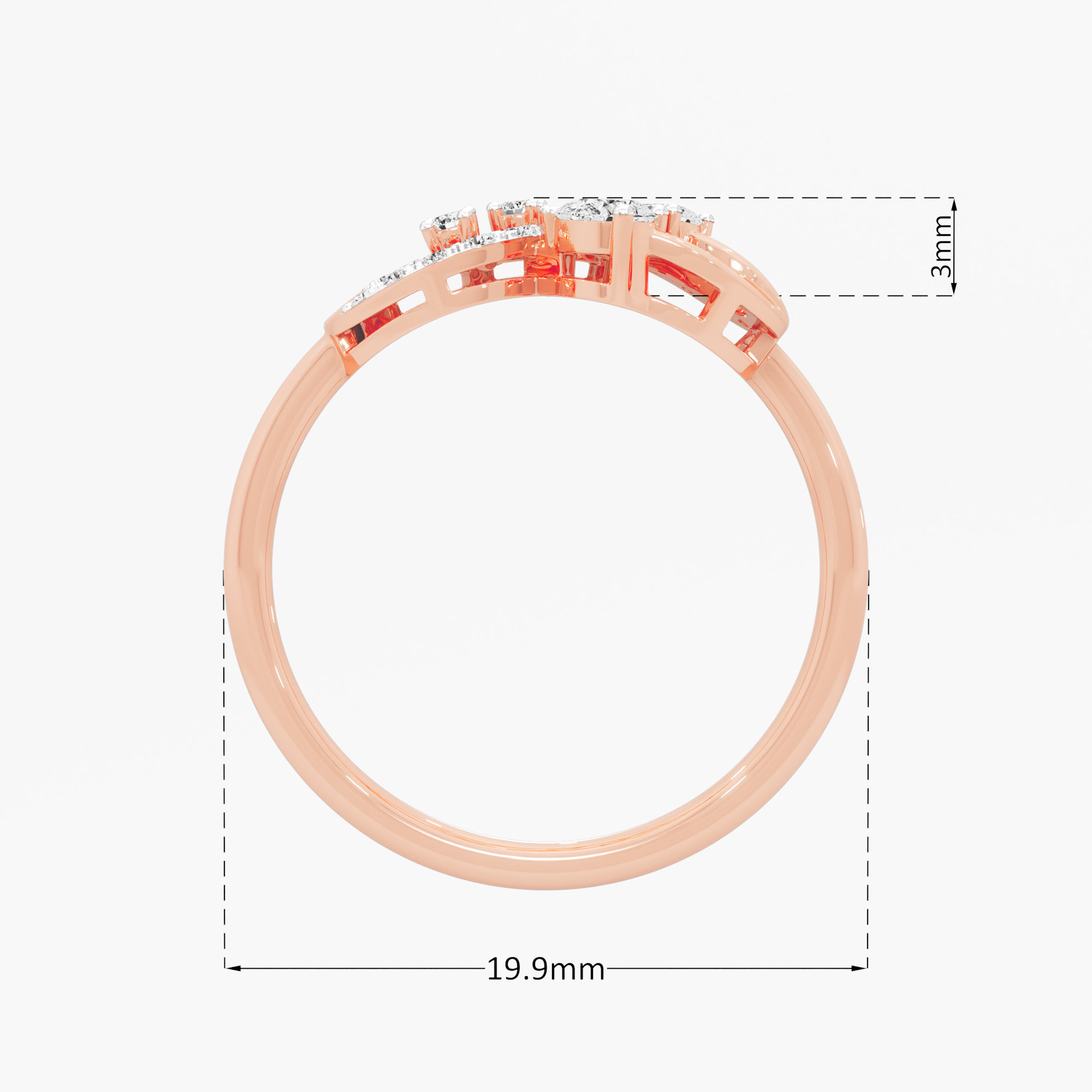 Ribbon Infinity Diamond Ring  in 9KT Rose Gold (Diamond Quality: FG-VVS VS)