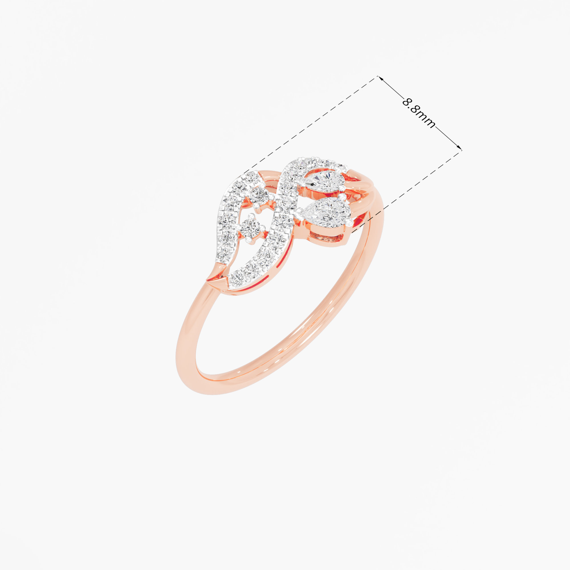 Ribbon Infinity Diamond Ring  in 9KT Rose Gold (Diamond Quality: FG-VVS VS)