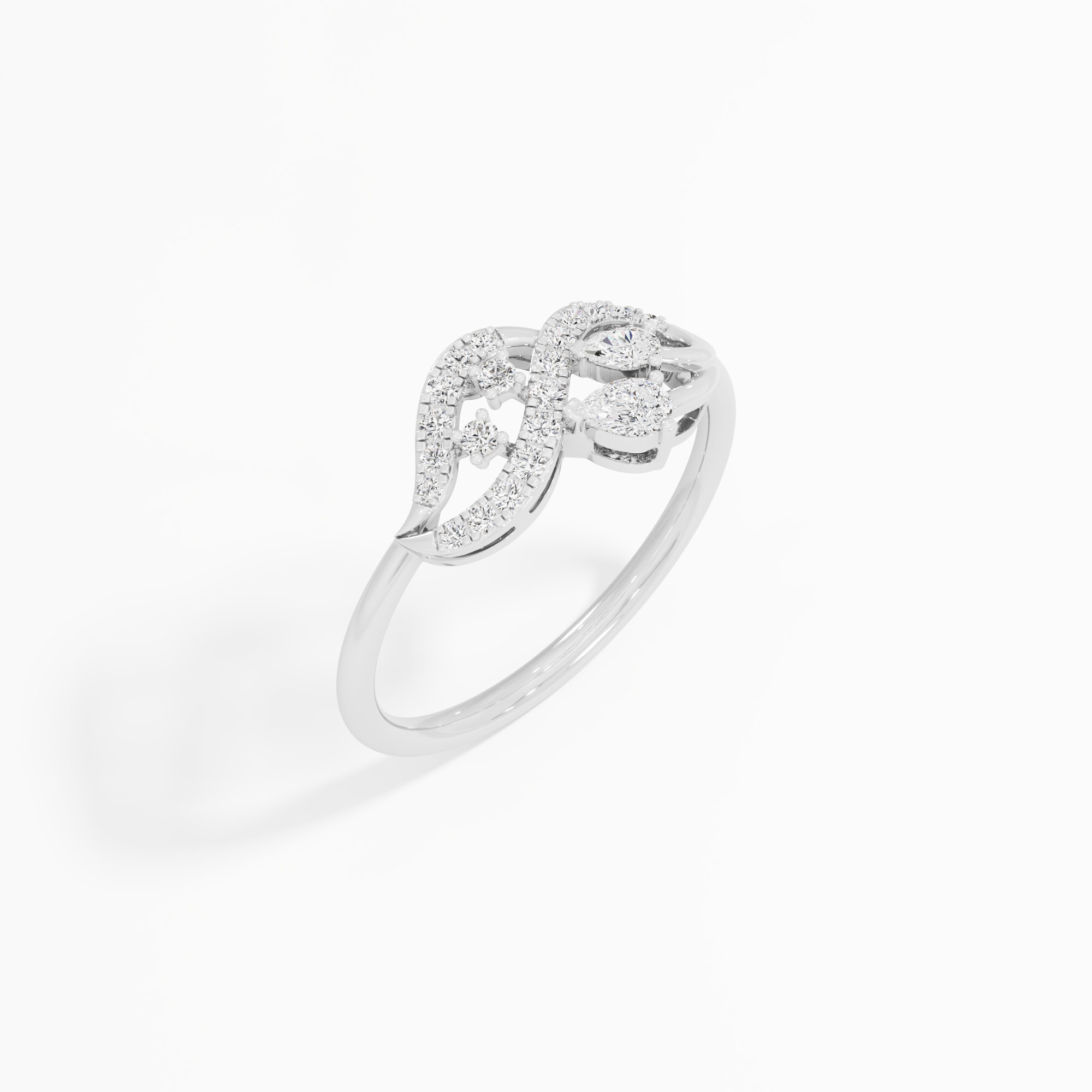 Ribbon Infinity Diamond Ring in 9KT White Gold (Diamond Quality: FG-VVS VS)