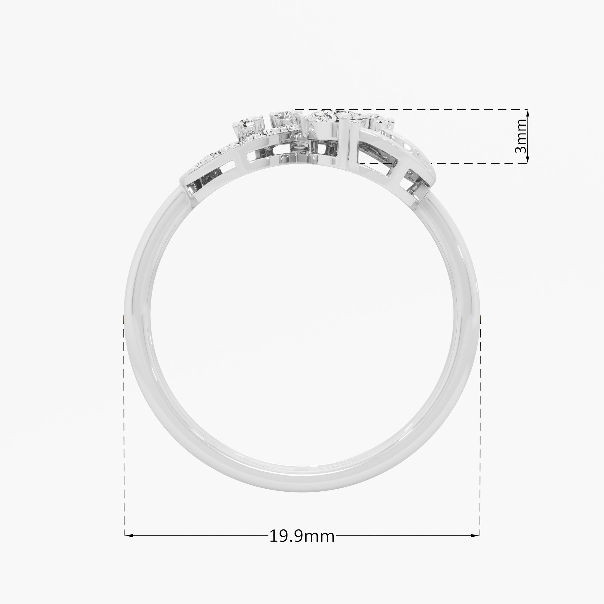 Ribbon Infinity Diamond Ring in 9KT White Gold (Diamond Quality: FG-VVS VS)