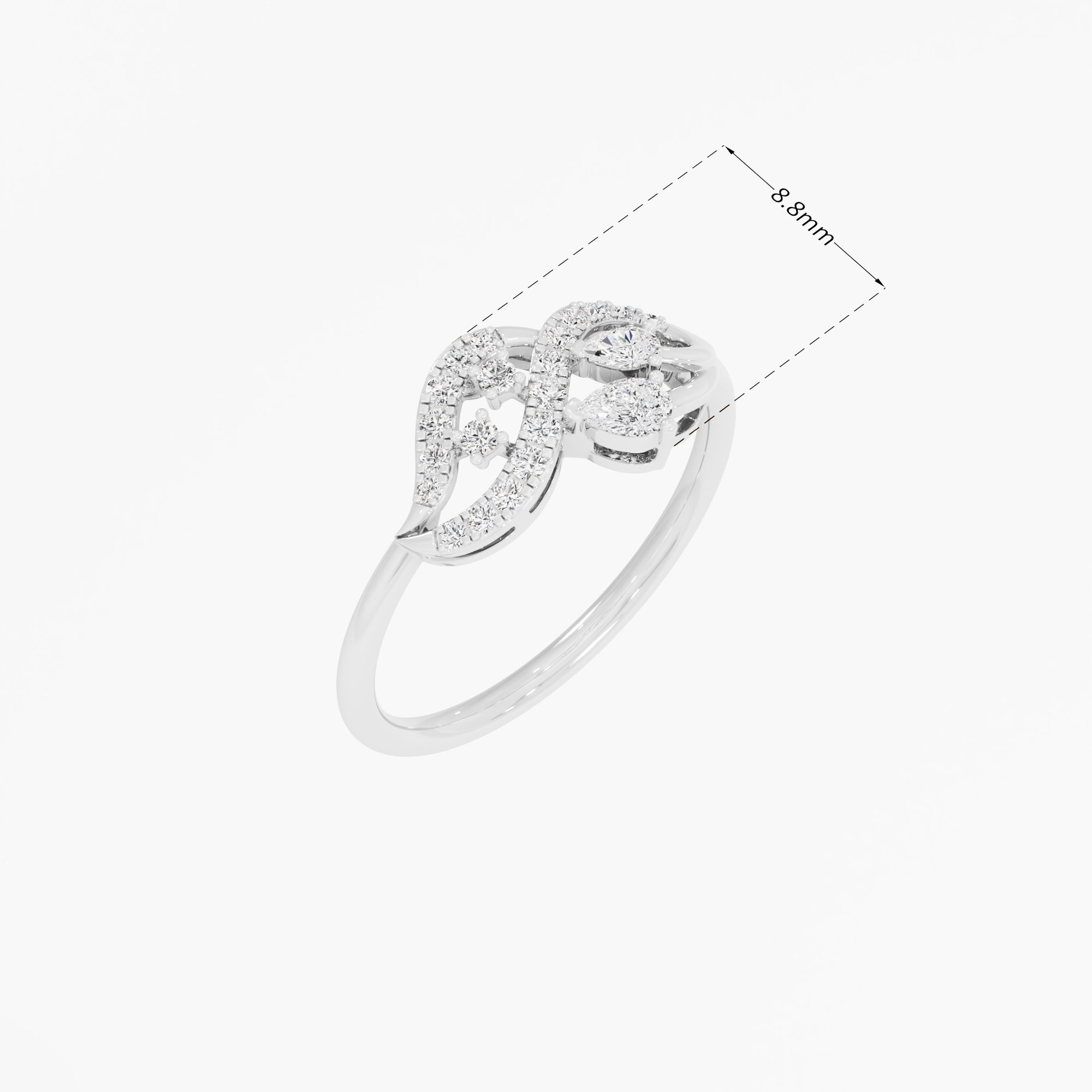 Ribbon Infinity Diamond Ring in 9KT White Gold (Diamond Quality: FG-VVS VS)