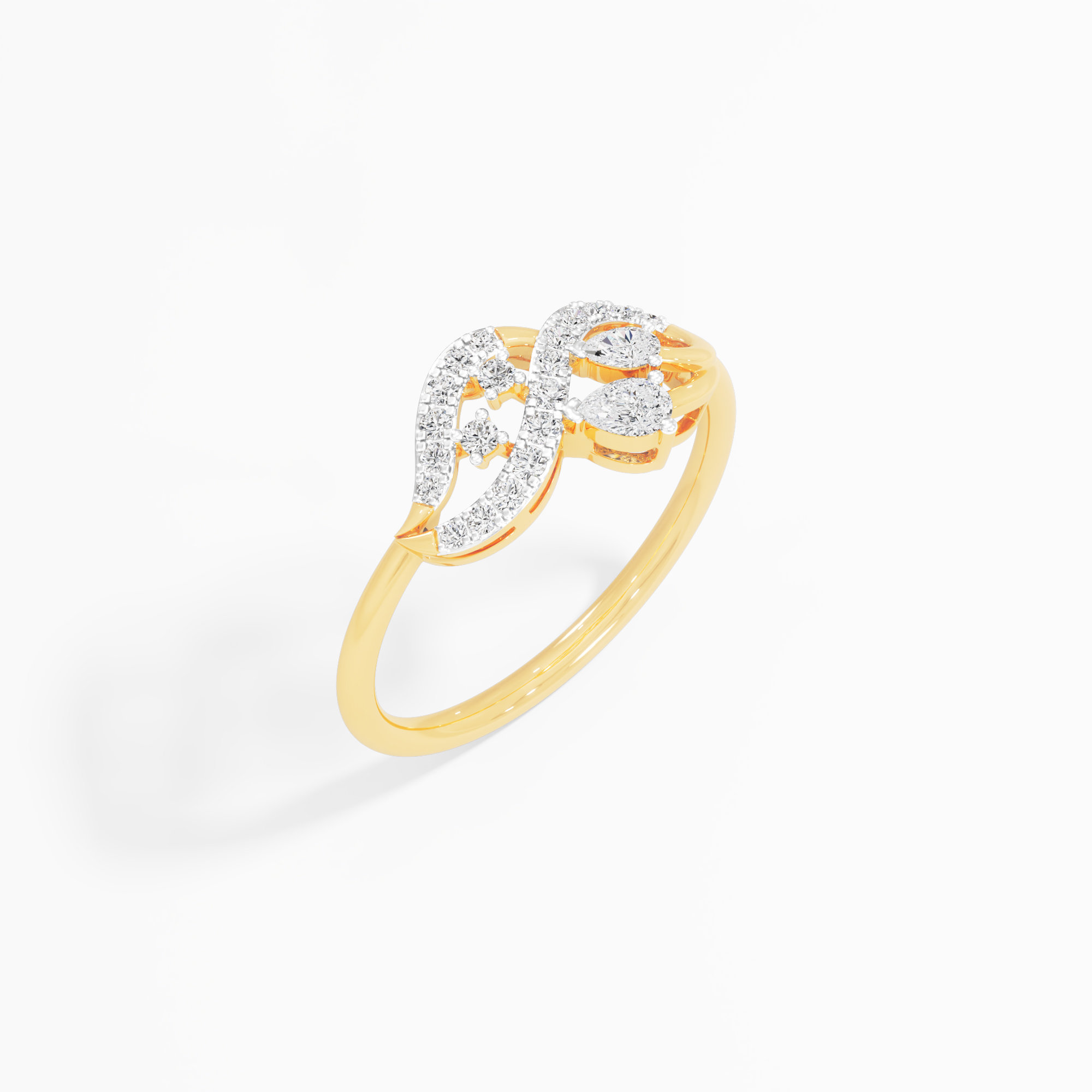 Ribbon Infinity Diamond Ring  in 9KT Yellow Gold (Diamond Quality: FG-VVS VS)