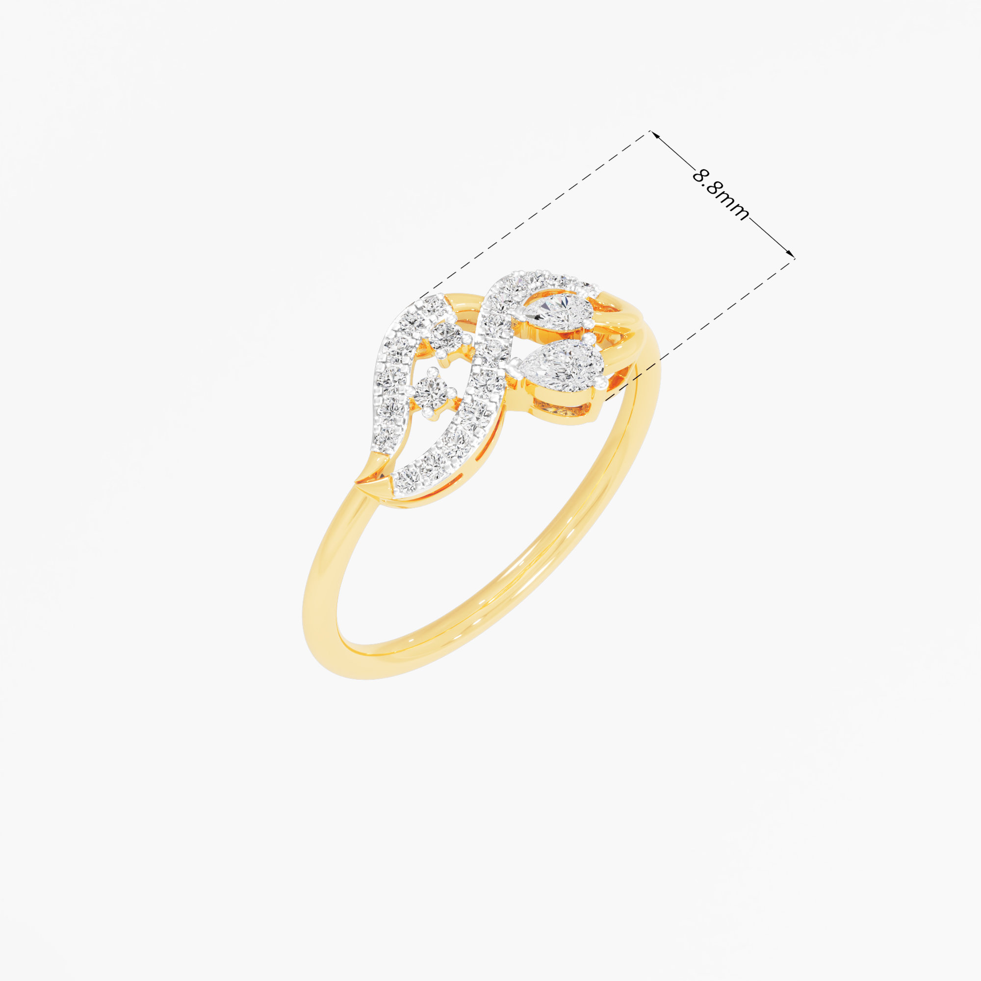 Ribbon Infinity Diamond Ring  in 9KT Yellow Gold (Diamond Quality: FG-VVS VS)