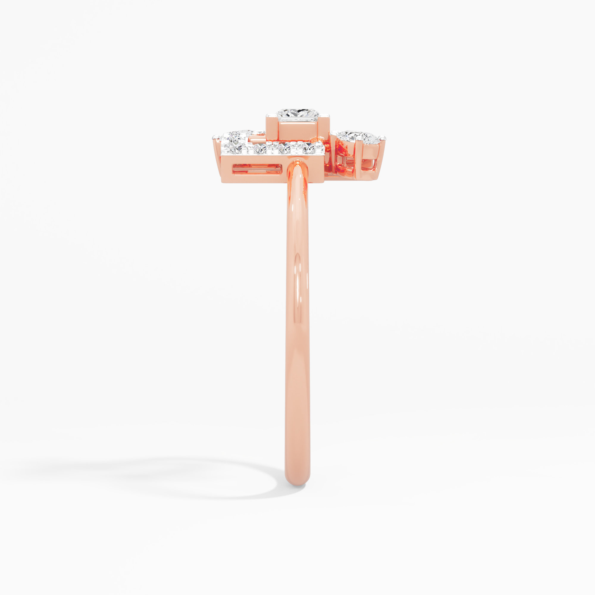Interlock Square Diamond Ring in 9KT Rose Gold (Diamond Quality: FG-VVS VS)