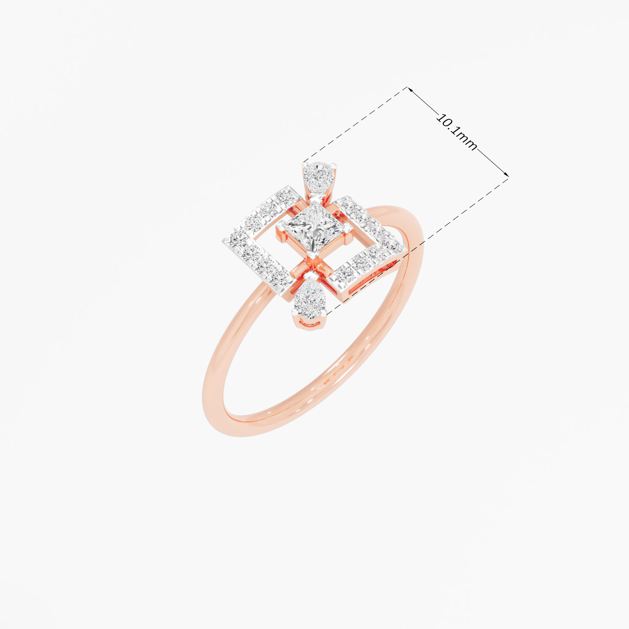 Interlock Square Diamond Ring in 9KT Rose Gold (Diamond Quality: FG-VVS VS)