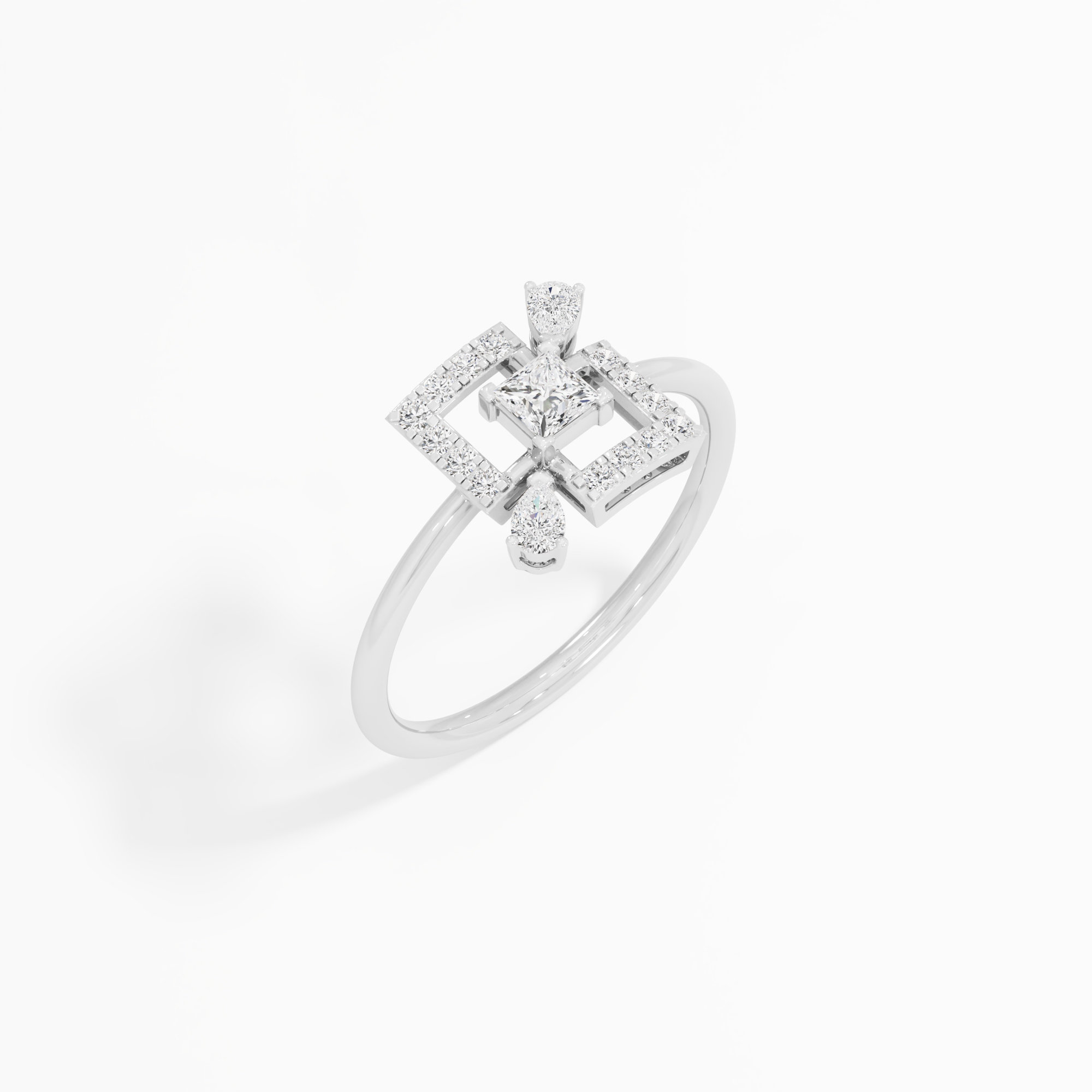 Interlock Square Diamond Ring in 9KT White Gold (Diamond Quality: FG-VVS VS)
