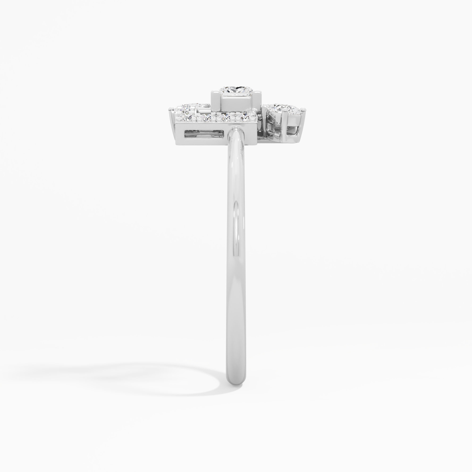 Interlock Square Diamond Ring in 9KT White Gold (Diamond Quality: FG-VVS VS)
