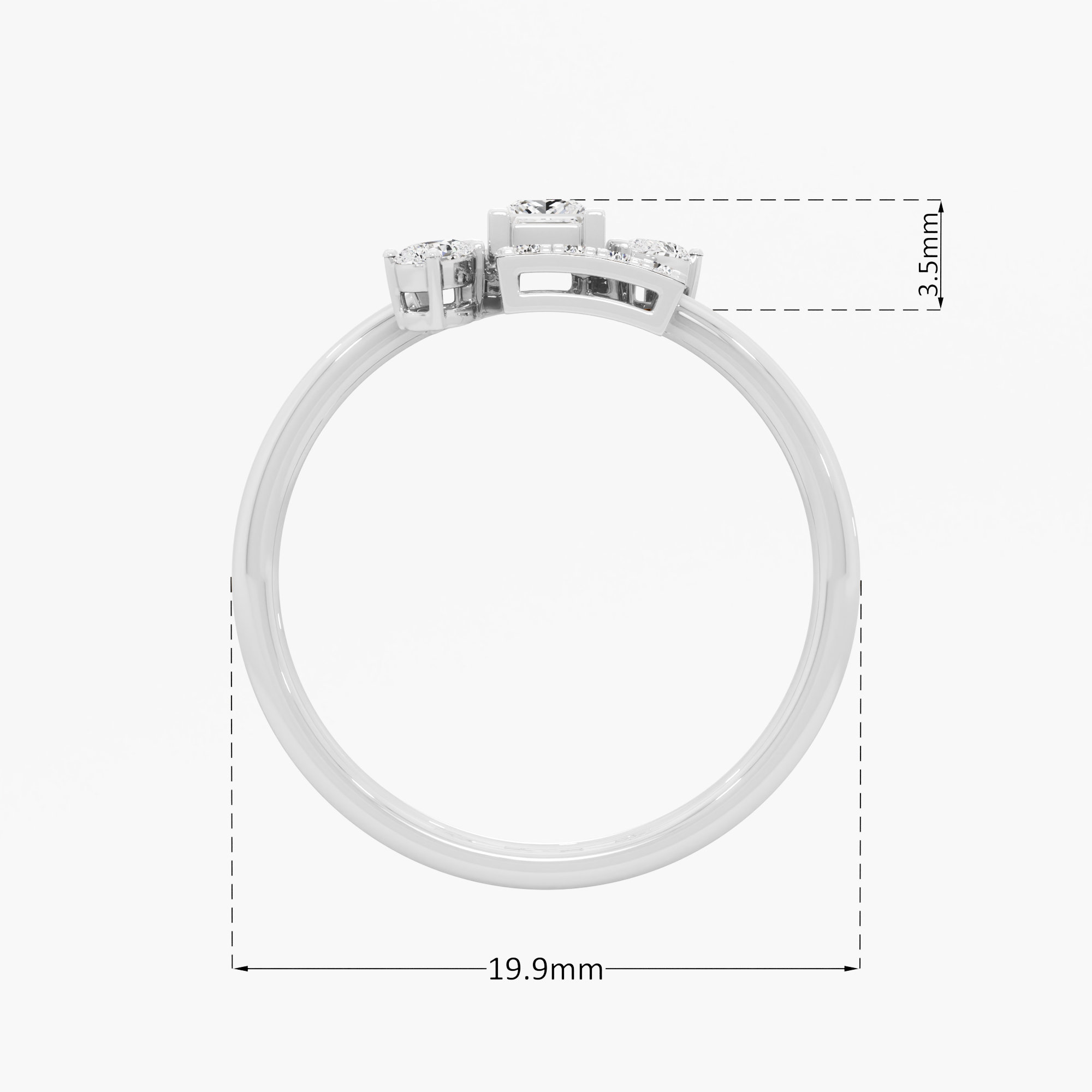 Interlock Square Diamond Ring in 9KT White Gold (Diamond Quality: FG-VVS VS)