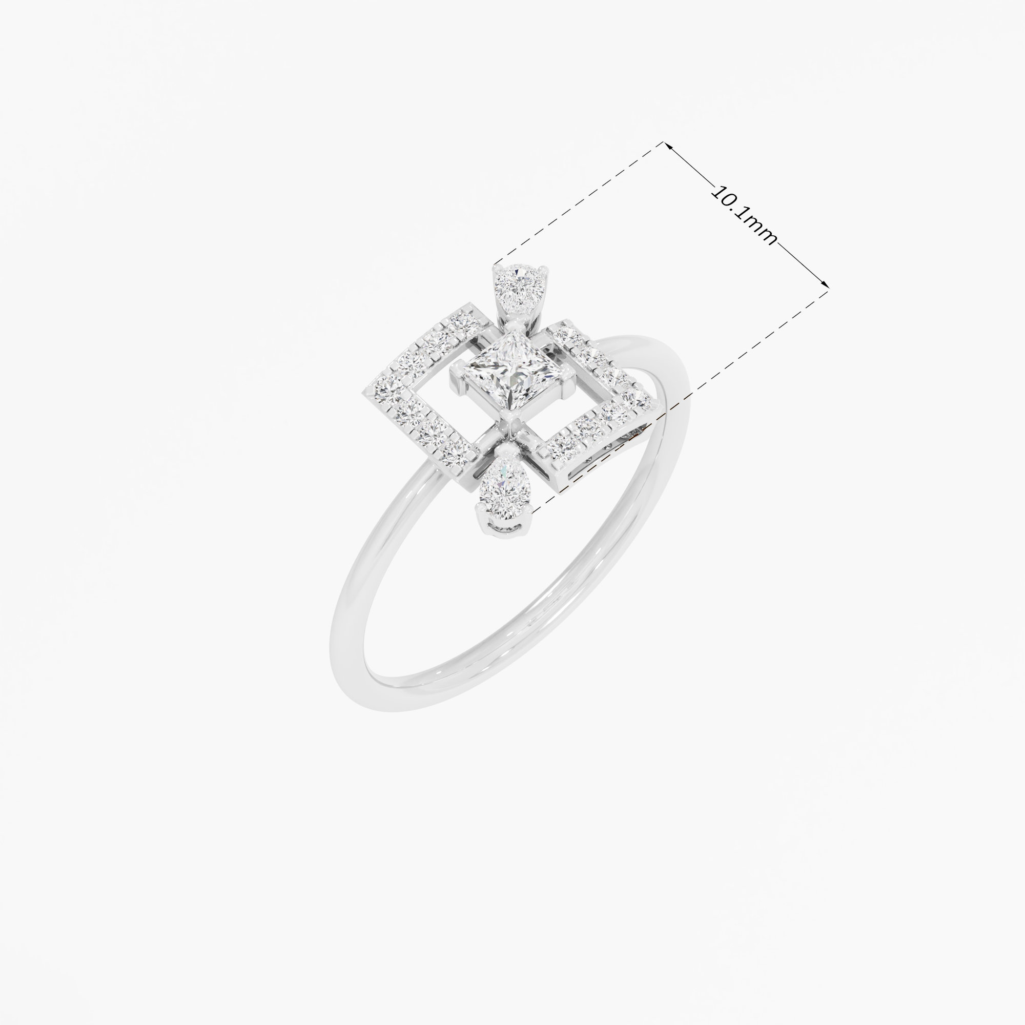 Interlock Square Diamond Ring in 9KT White Gold (Diamond Quality: FG-VVS VS)