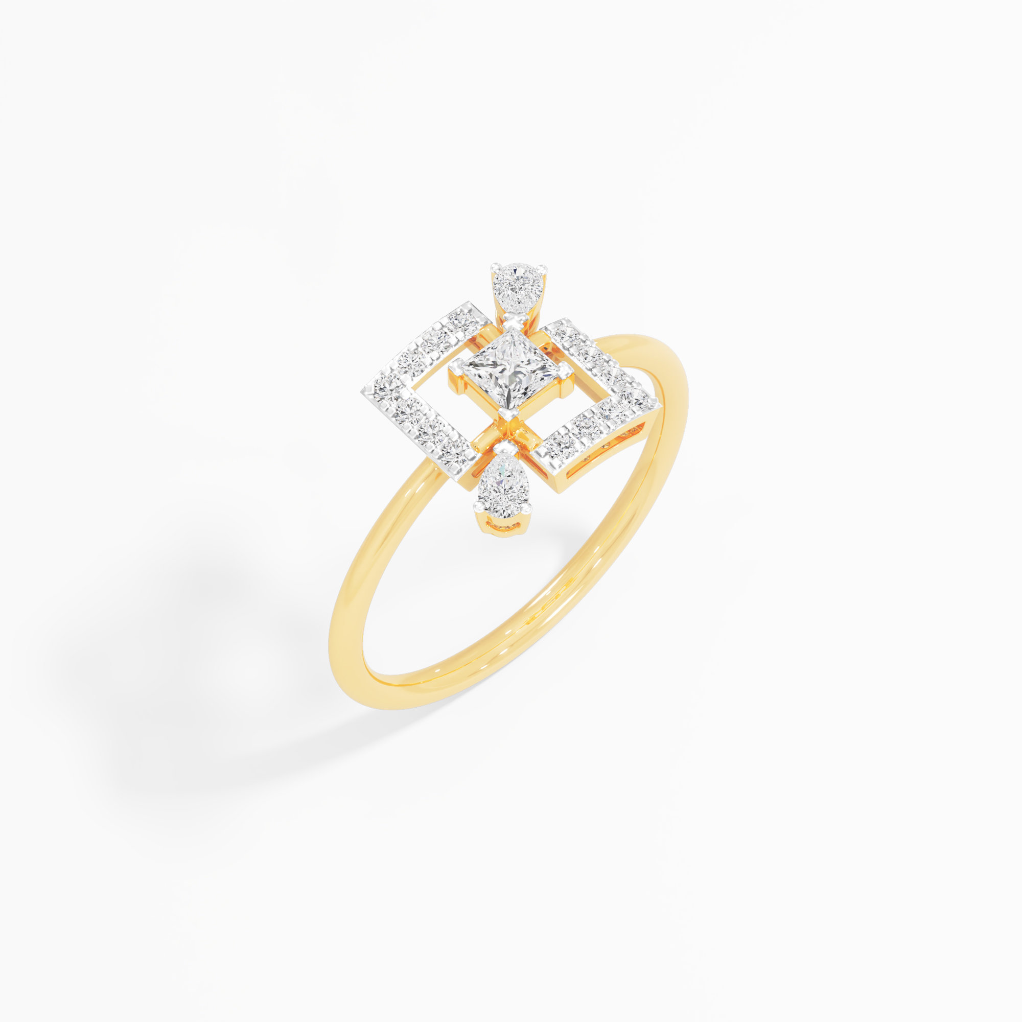 Interlock Square Diamond Ring in 9KT Yellow Gold (Diamond Quality: FG-VVS VS)