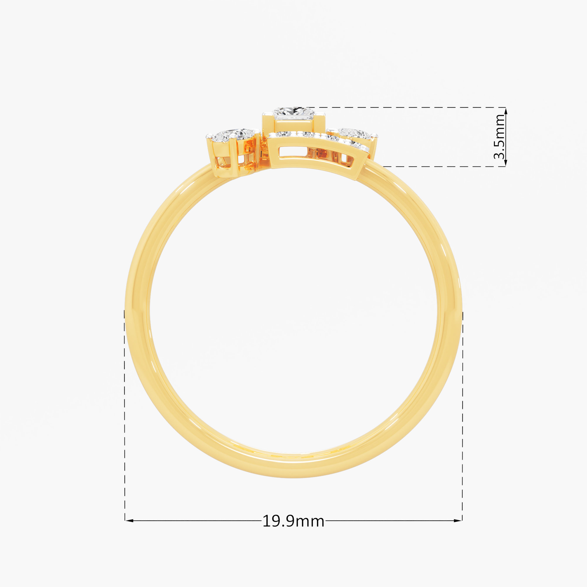Interlock Square Diamond Ring in 9KT Yellow Gold (Diamond Quality: FG-VVS VS)