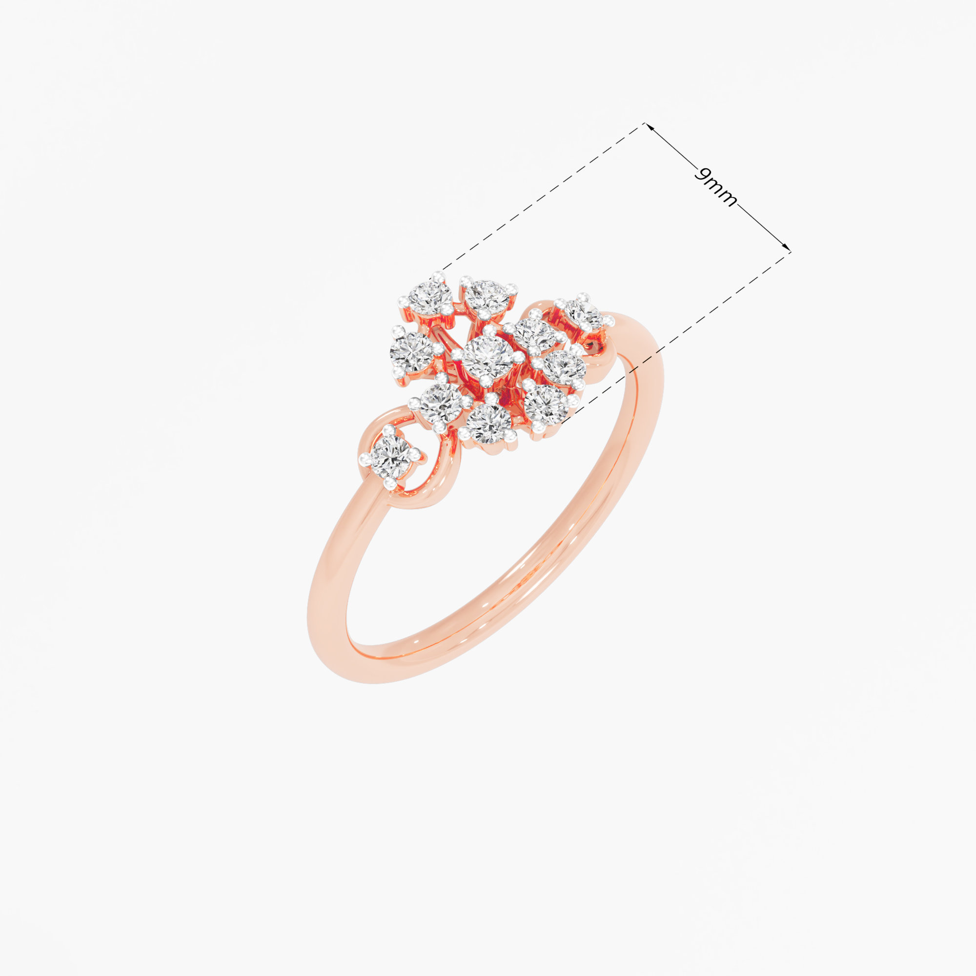 Argyle Cluster Diamond Ring in 9KT Rose Gold (Diamond Quality: FG-VVS VS)