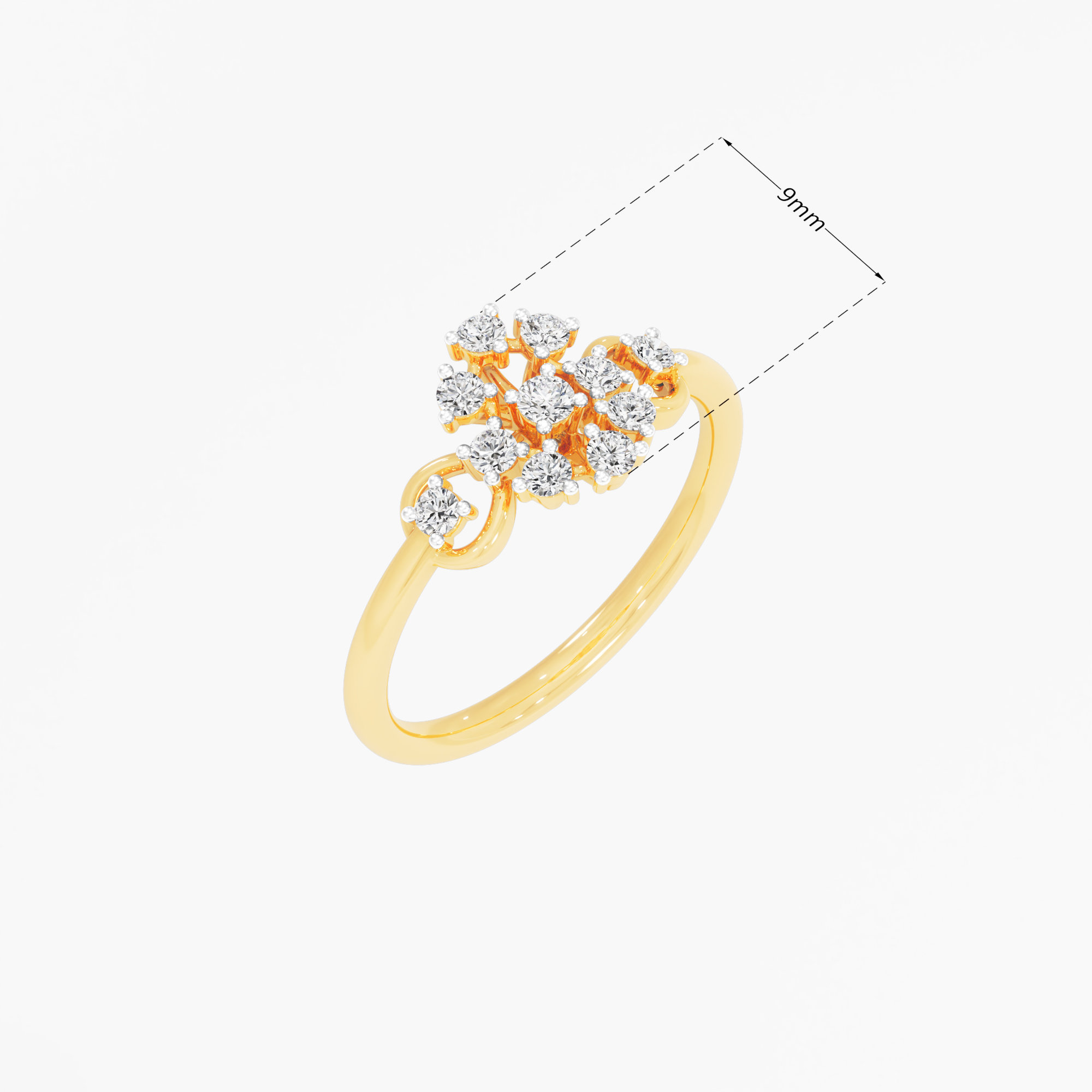 Argyle Cluster Diamond Ring in 9KT Yellow Gold (Diamond Quality: FG-VVS VS)