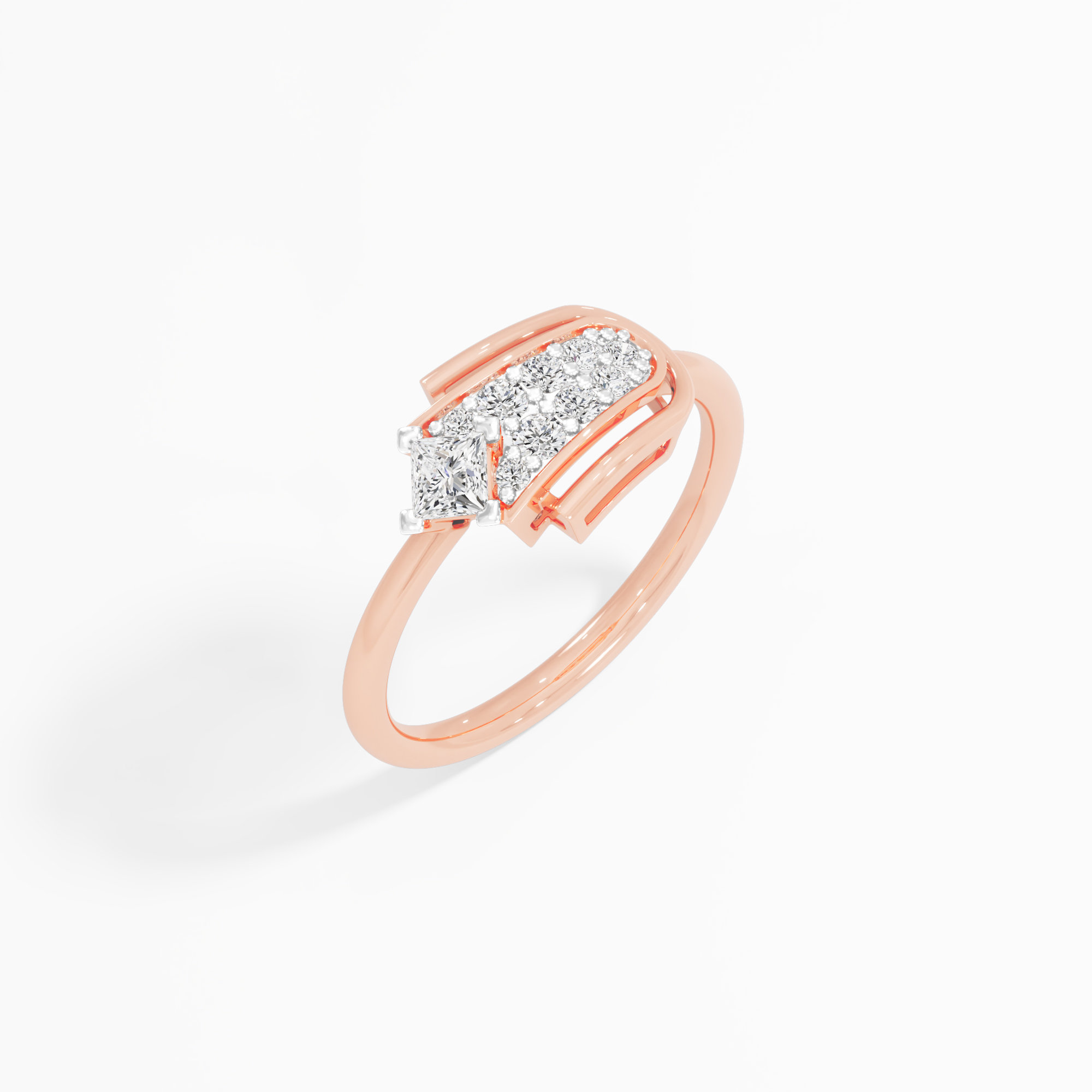 Arched Portal Diamond Ring in 9KT Rose Gold (Diamond Quality: FG-VVS VS)