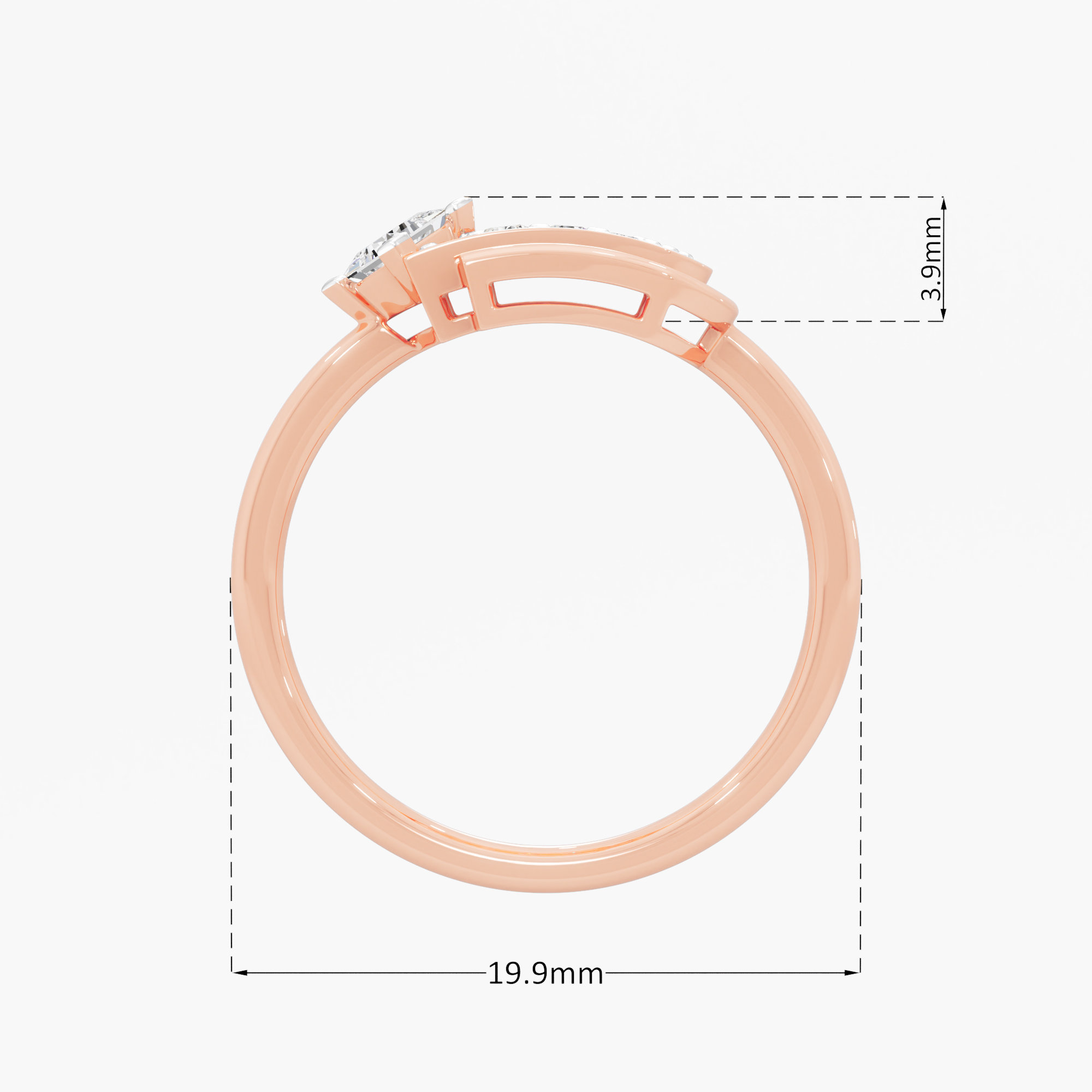 Arched Portal Diamond Ring in 9KT Rose Gold (Diamond Quality: FG-VVS VS)