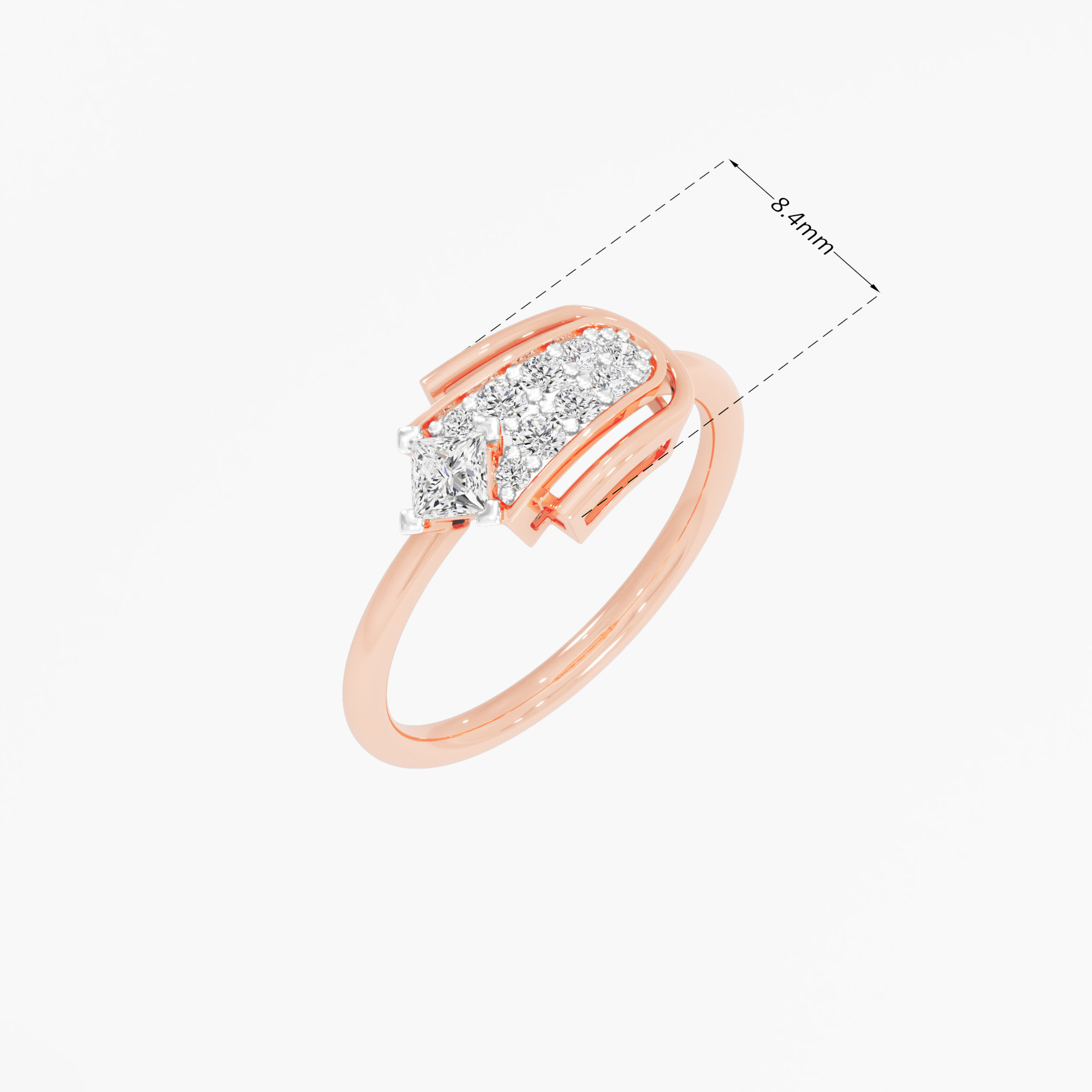 Arched Portal Diamond Ring in 9KT Rose Gold (Diamond Quality: FG-VVS VS)