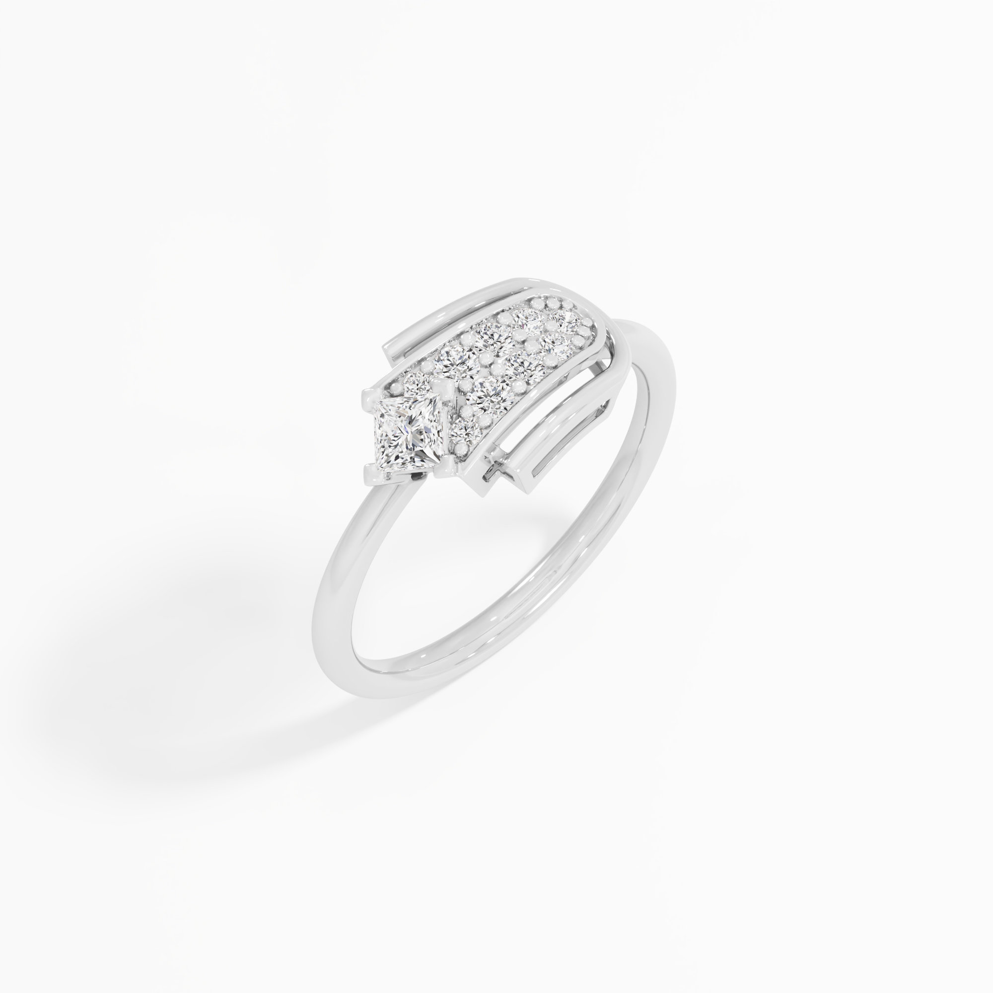 Arched Portal Diamond Ring in 9KT White Gold (Diamond Quality: FG-VVS VS)