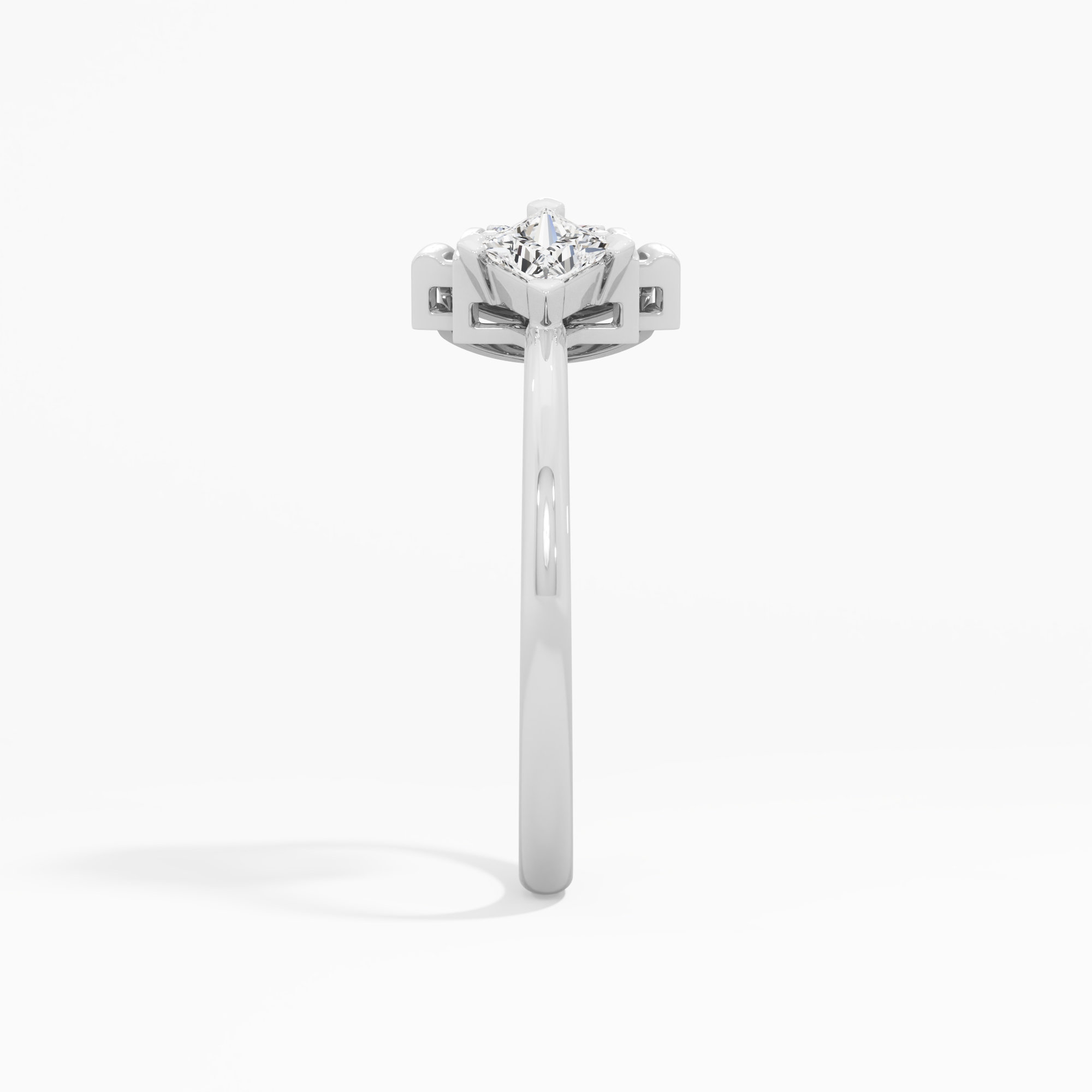 Arched Portal Diamond Ring in 9KT White Gold (Diamond Quality: FG-VVS VS)