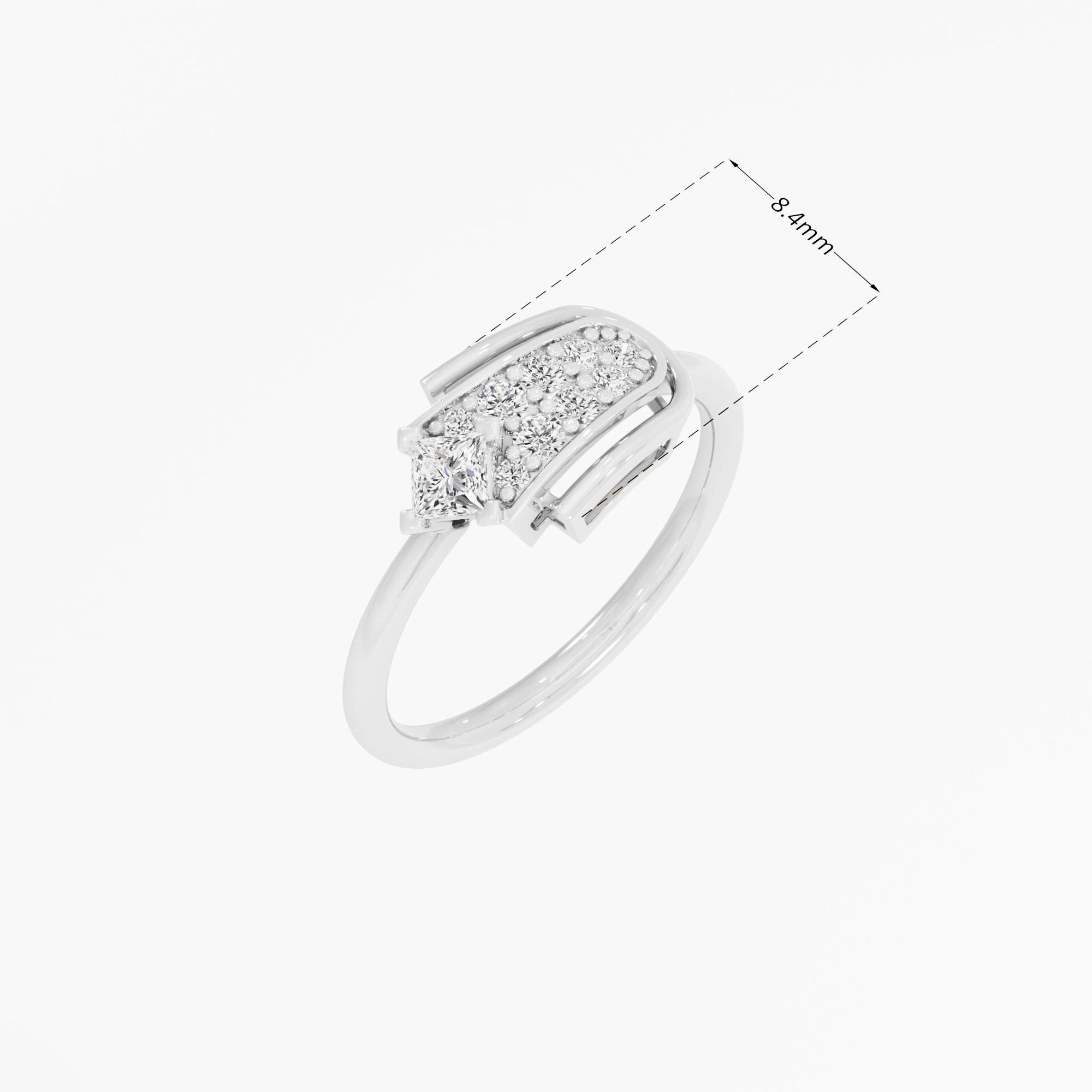 Arched Portal Diamond Ring in 9KT White Gold (Diamond Quality: FG-VVS VS)