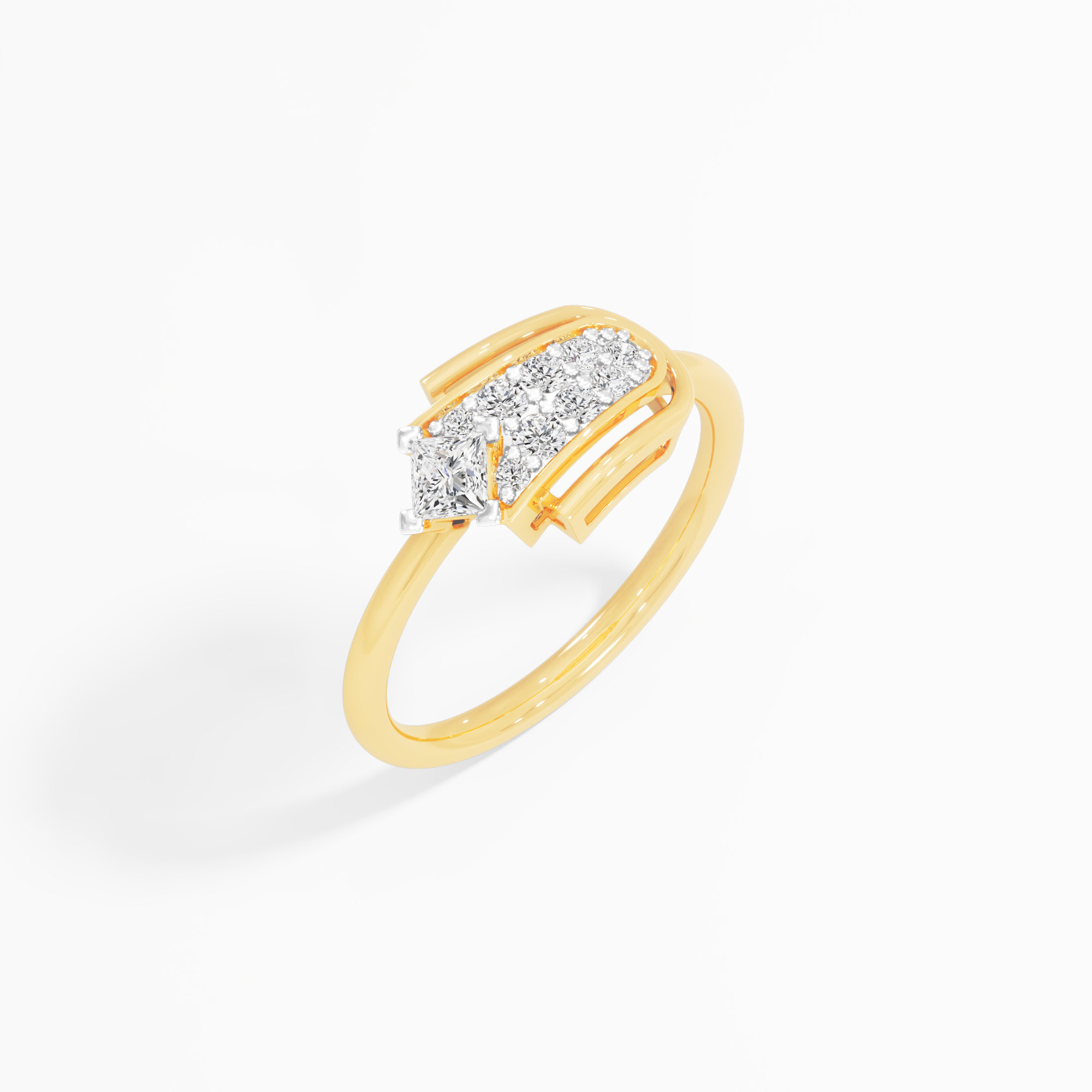 Arched Portal Diamond Ring in 9KT Yellow Gold (Diamond Quality: FG-VVS VS)
