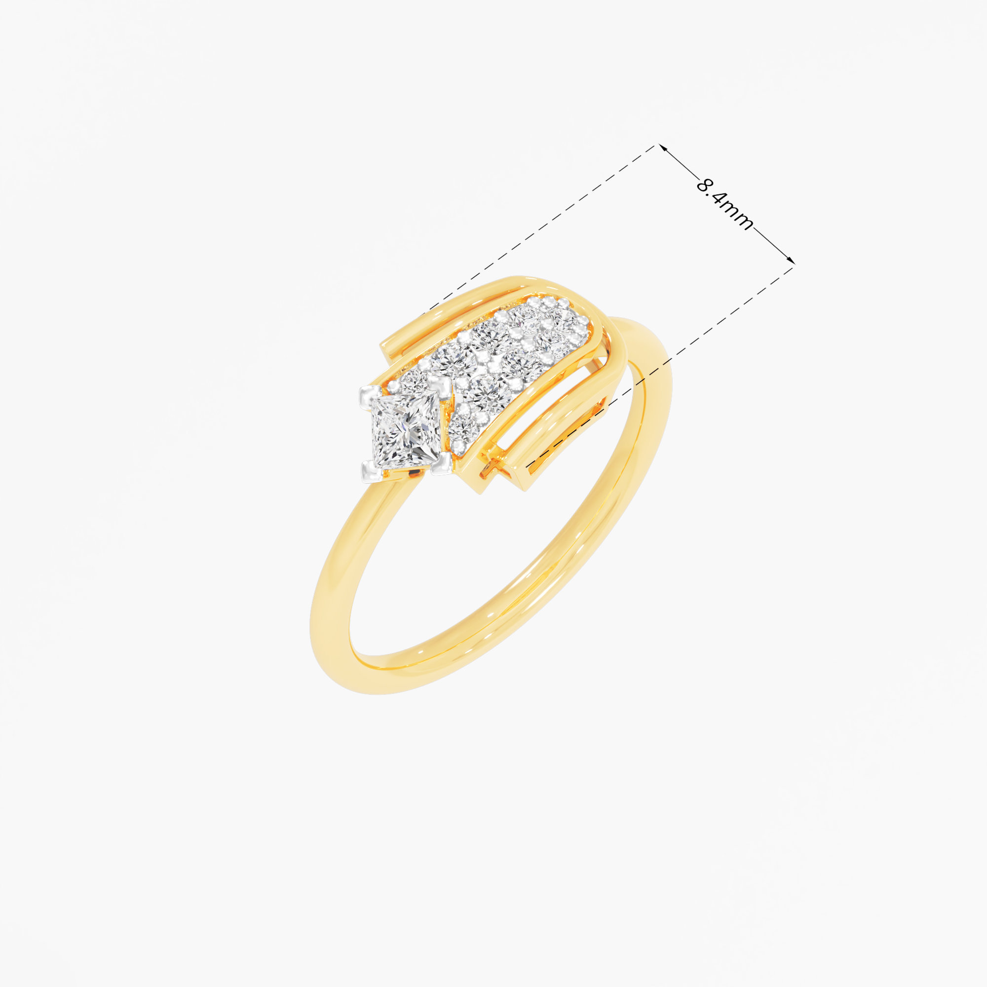 Arched Portal Diamond Ring in 9KT Yellow Gold (Diamond Quality: FG-VVS VS)