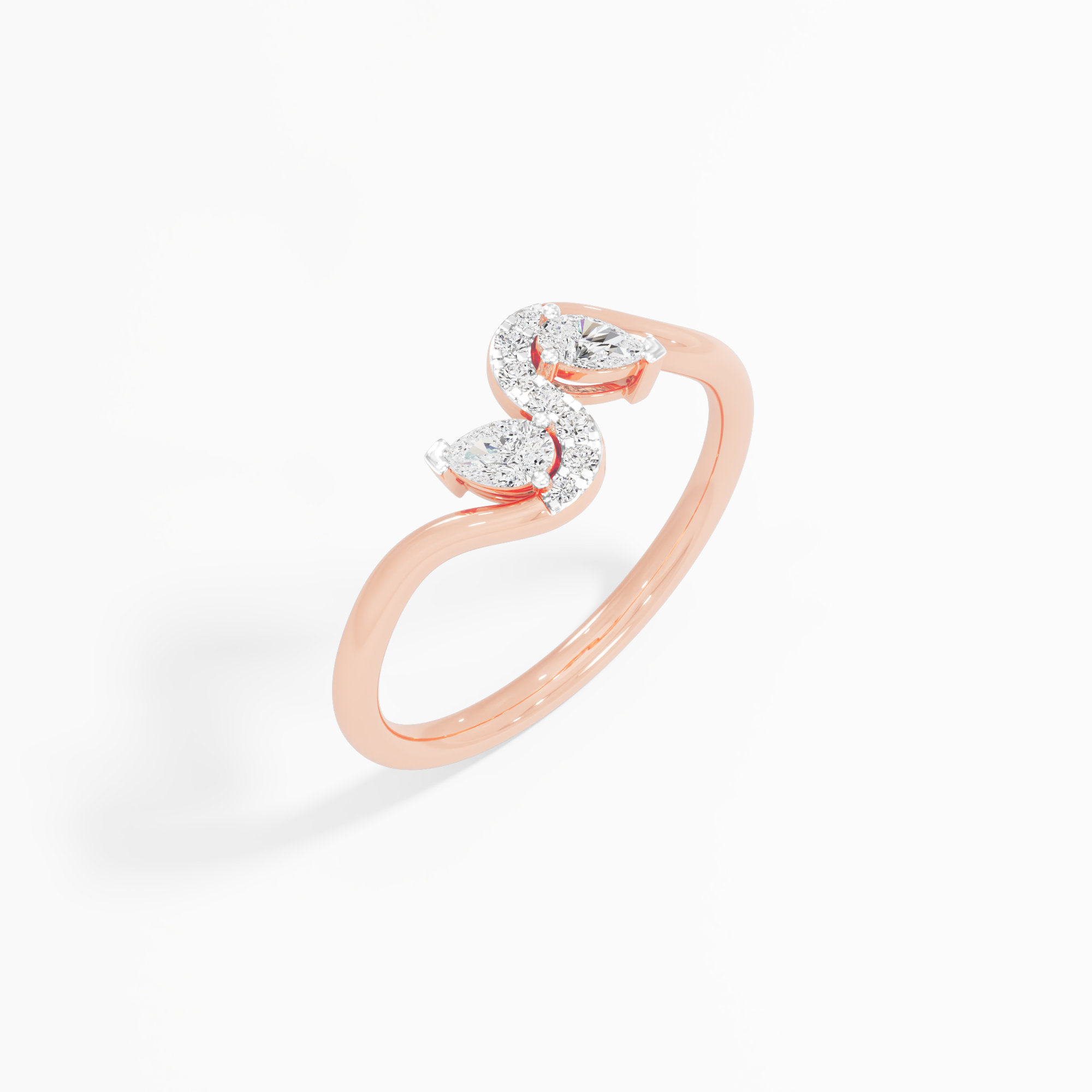 Serpentine Curve Diamond Ring in 9KT Rose Gold (Diamond Quality: FG-VVS VS)