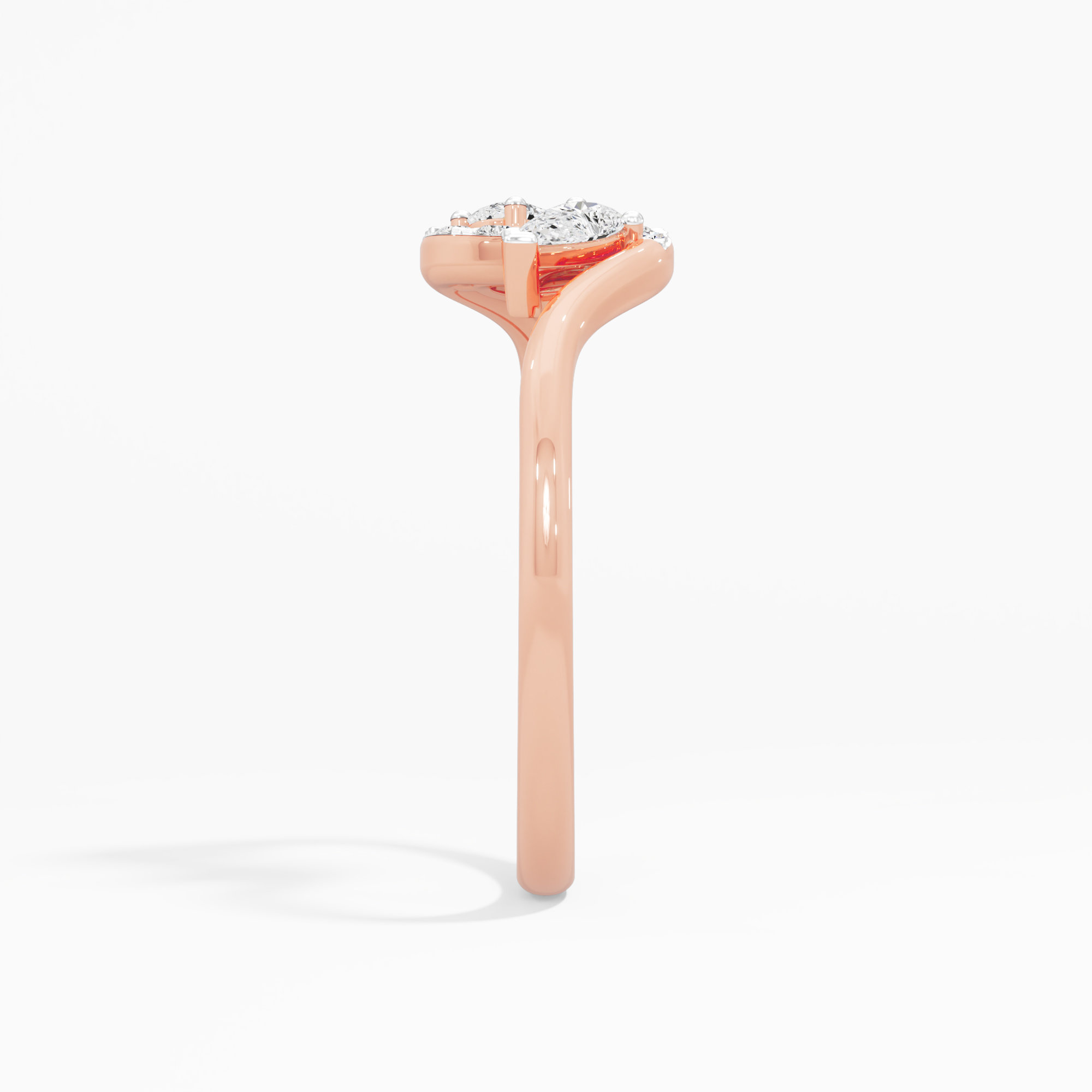 Serpentine Curve Diamond Ring in 9KT Rose Gold (Diamond Quality: FG-VVS VS)
