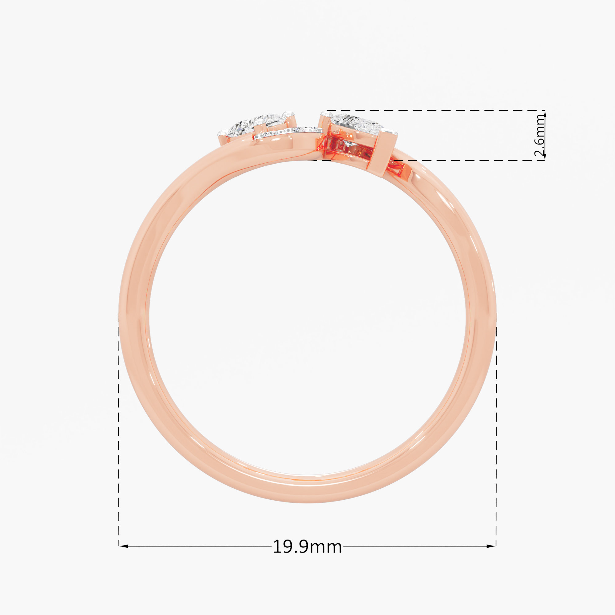 Serpentine Curve Diamond Ring in 9KT Rose Gold (Diamond Quality: FG-VVS VS)