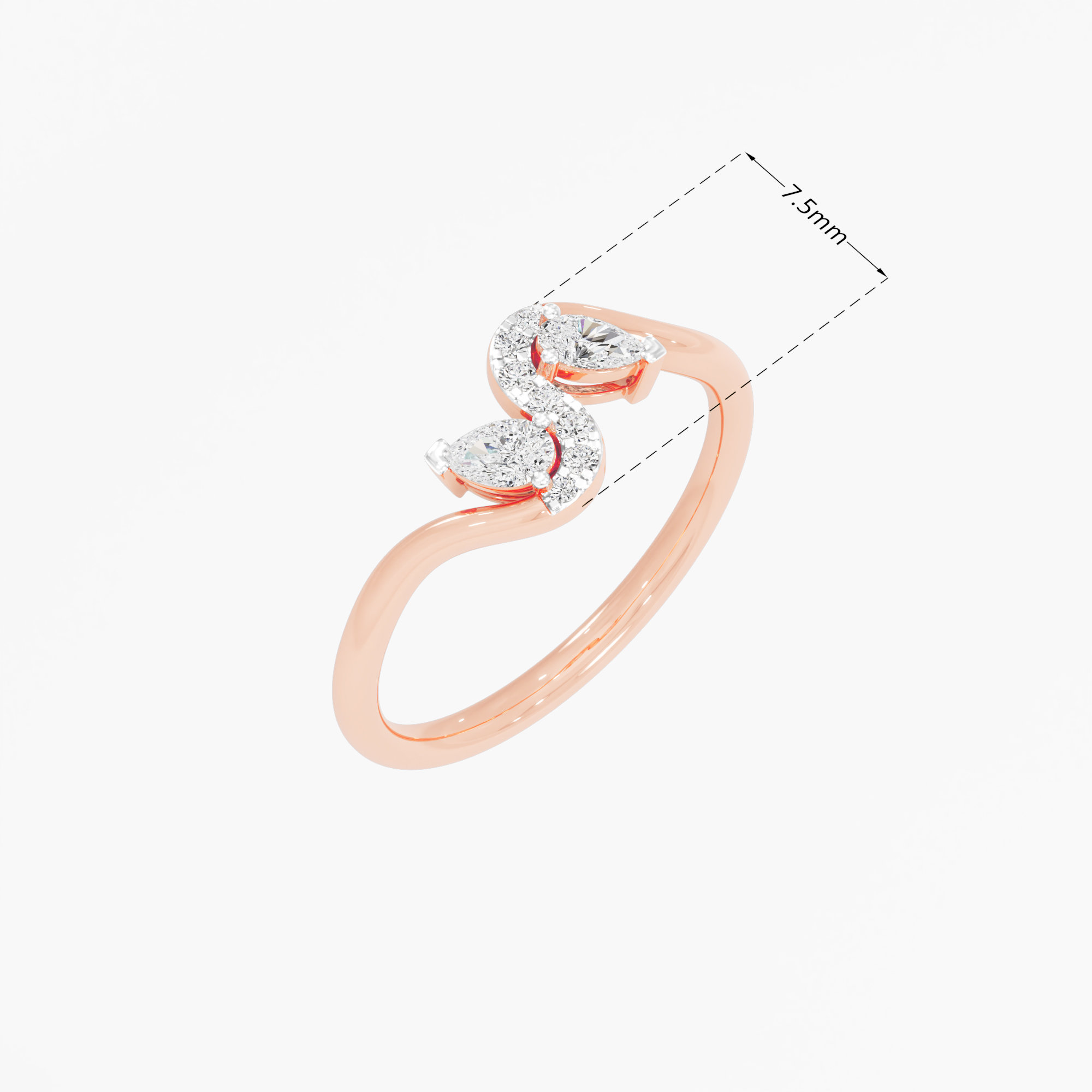 Serpentine Curve Diamond Ring in 9KT Rose Gold (Diamond Quality: FG-VVS VS)