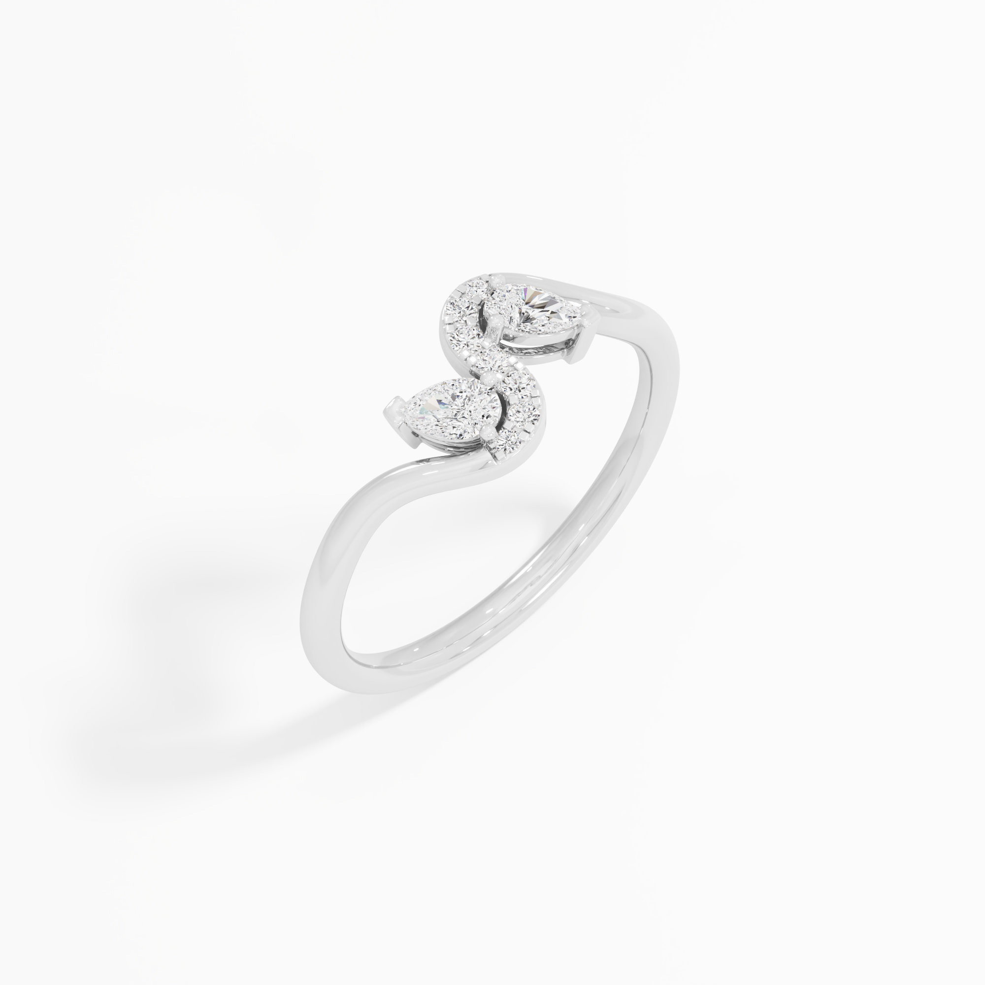 Serpentine Curve Diamond Ring in 9KT White Gold (Diamond Quality: FG-VVS VS)