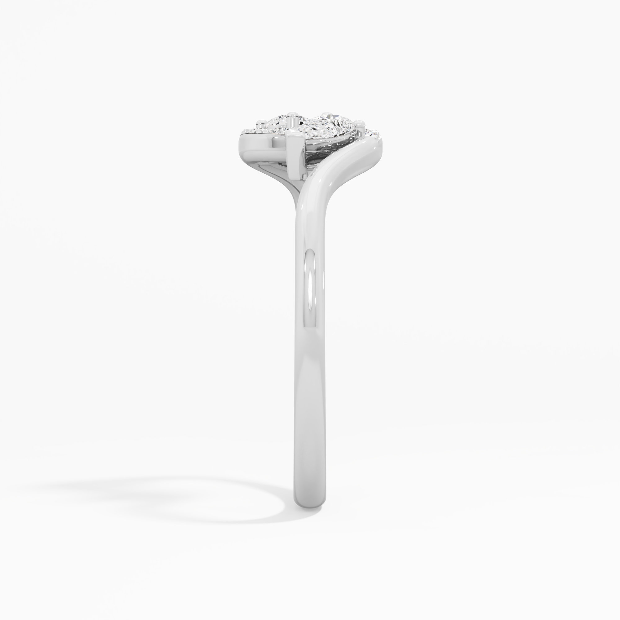 Serpentine Curve Diamond Ring in 9KT White Gold (Diamond Quality: FG-VVS VS)