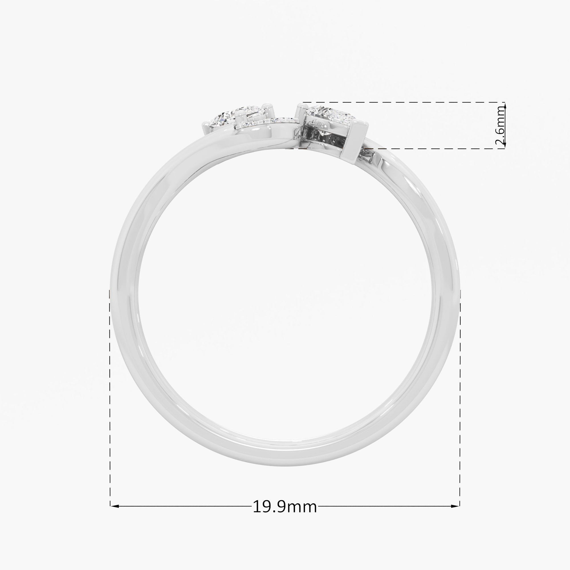 Serpentine Curve Diamond Ring in 9KT White Gold (Diamond Quality: FG-VVS VS)