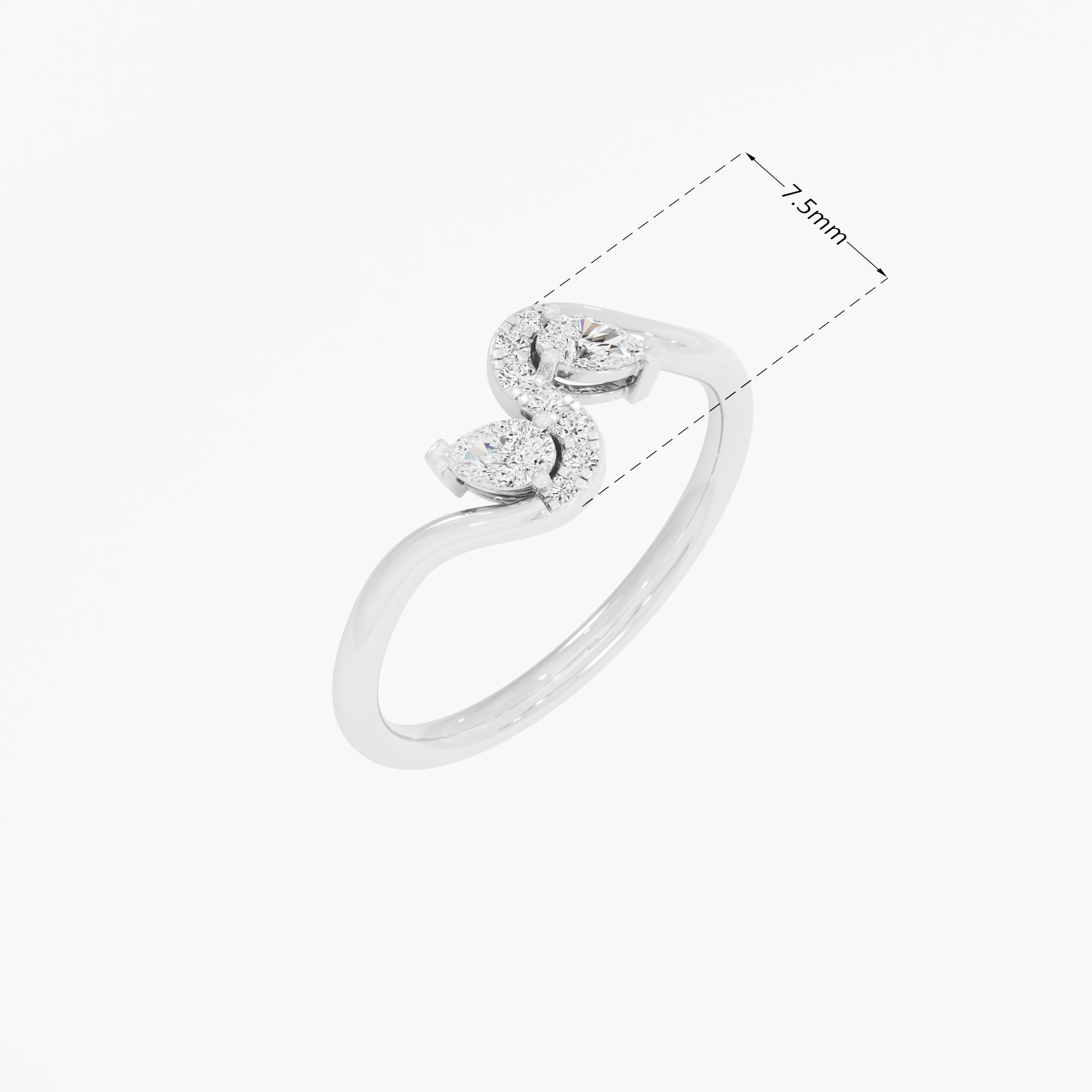 Serpentine Curve Diamond Ring in 9KT White Gold (Diamond Quality: FG-VVS VS)