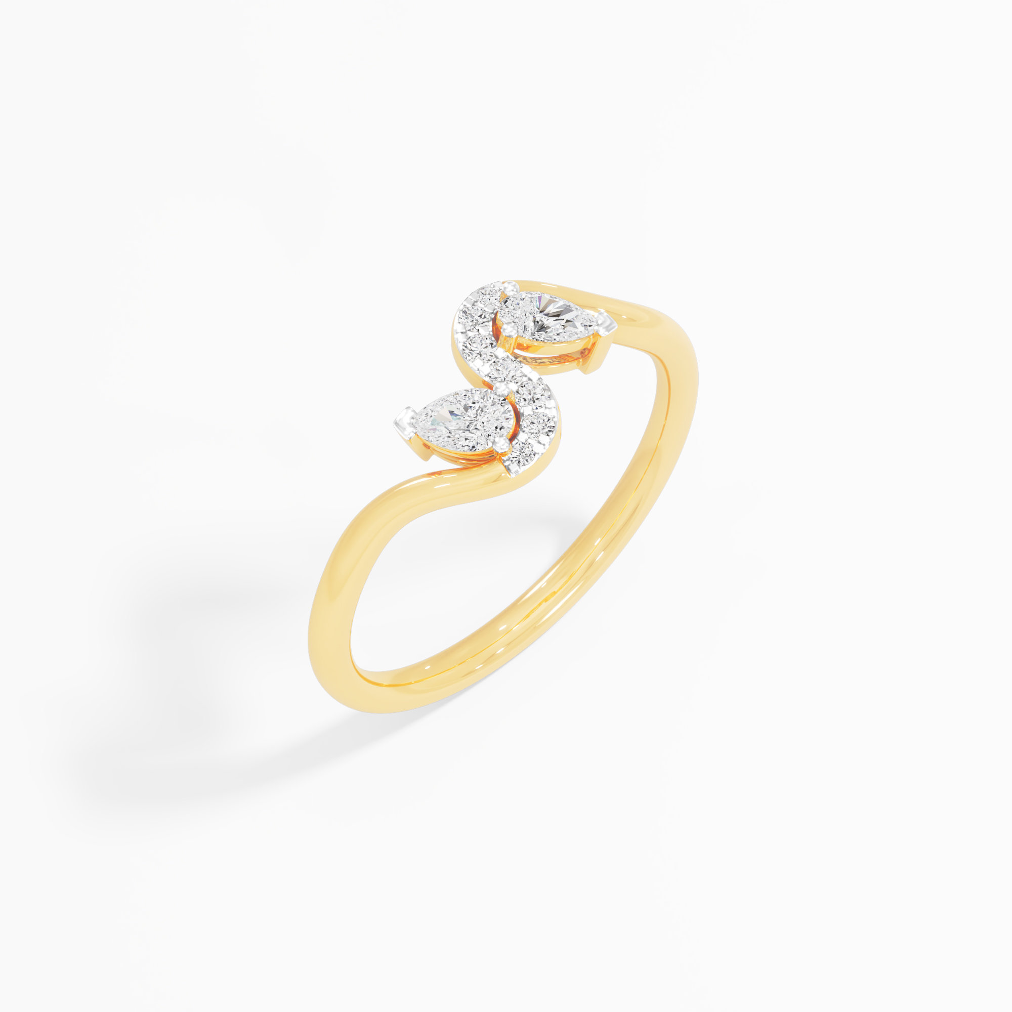 Serpentine Curve Diamond Ring in 9KT Yellow Gold (Diamond Quality: FG-VVS VS)