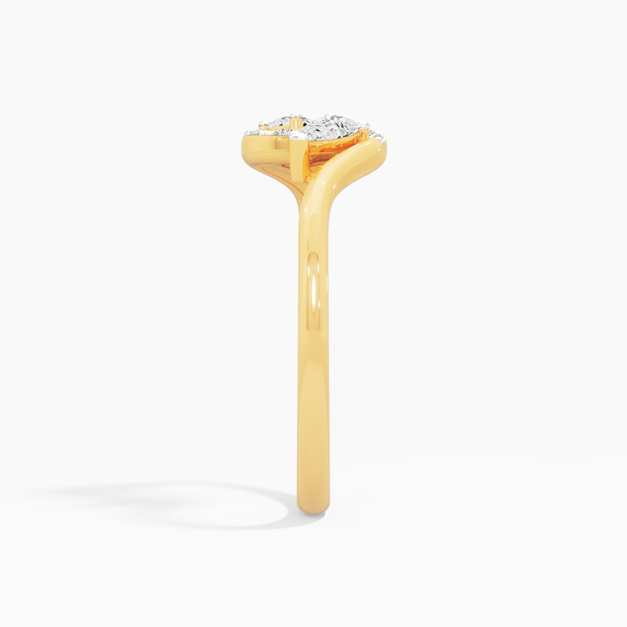 Serpentine Curve Diamond Ring in 9KT Yellow Gold (Diamond Quality: FG-VVS VS)